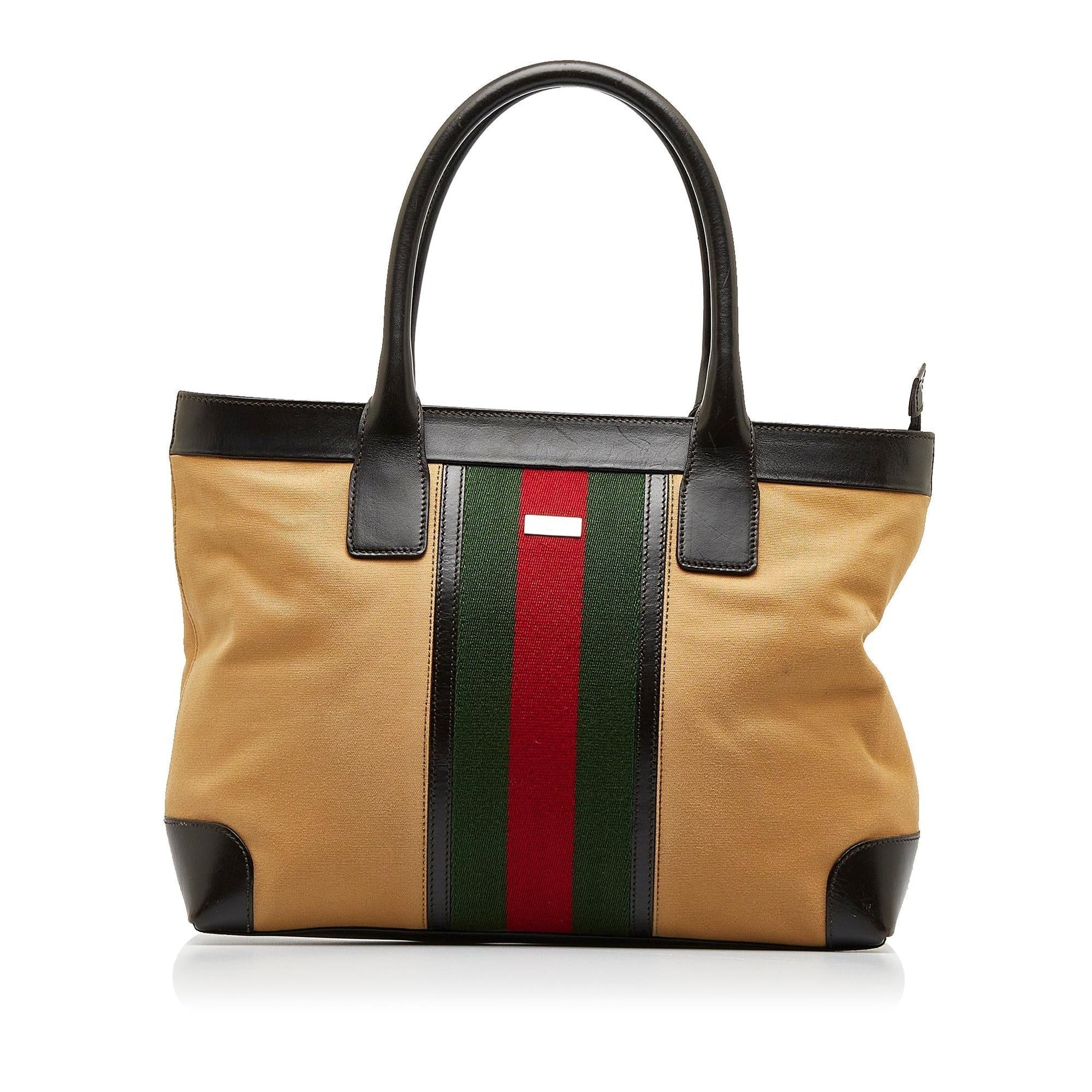 Gucci Web SHG Canvas Brown Satchel Bag