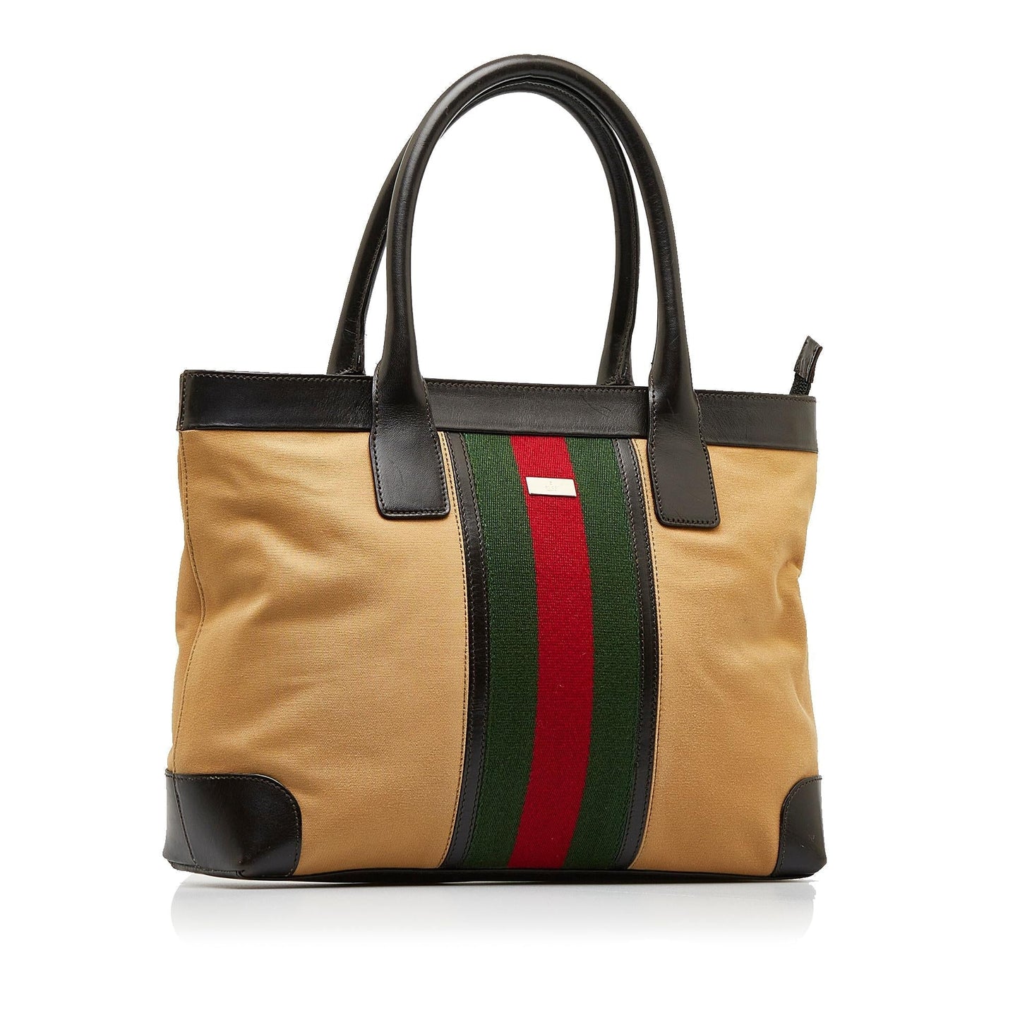 Gucci Web SHG Canvas Brown Satchel Bag