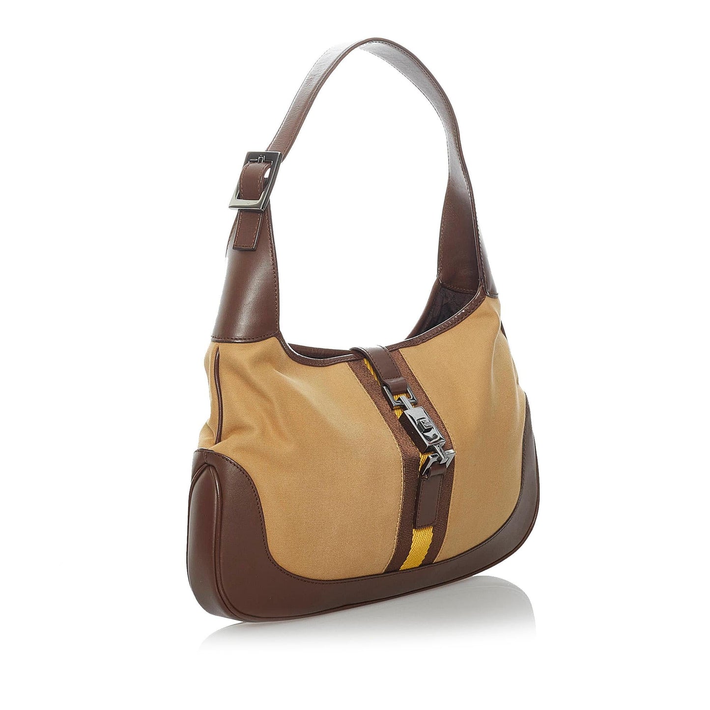 Gucci Web Jackie SHG Canvas Calf Brown Shoulder Bag Bag Shg
