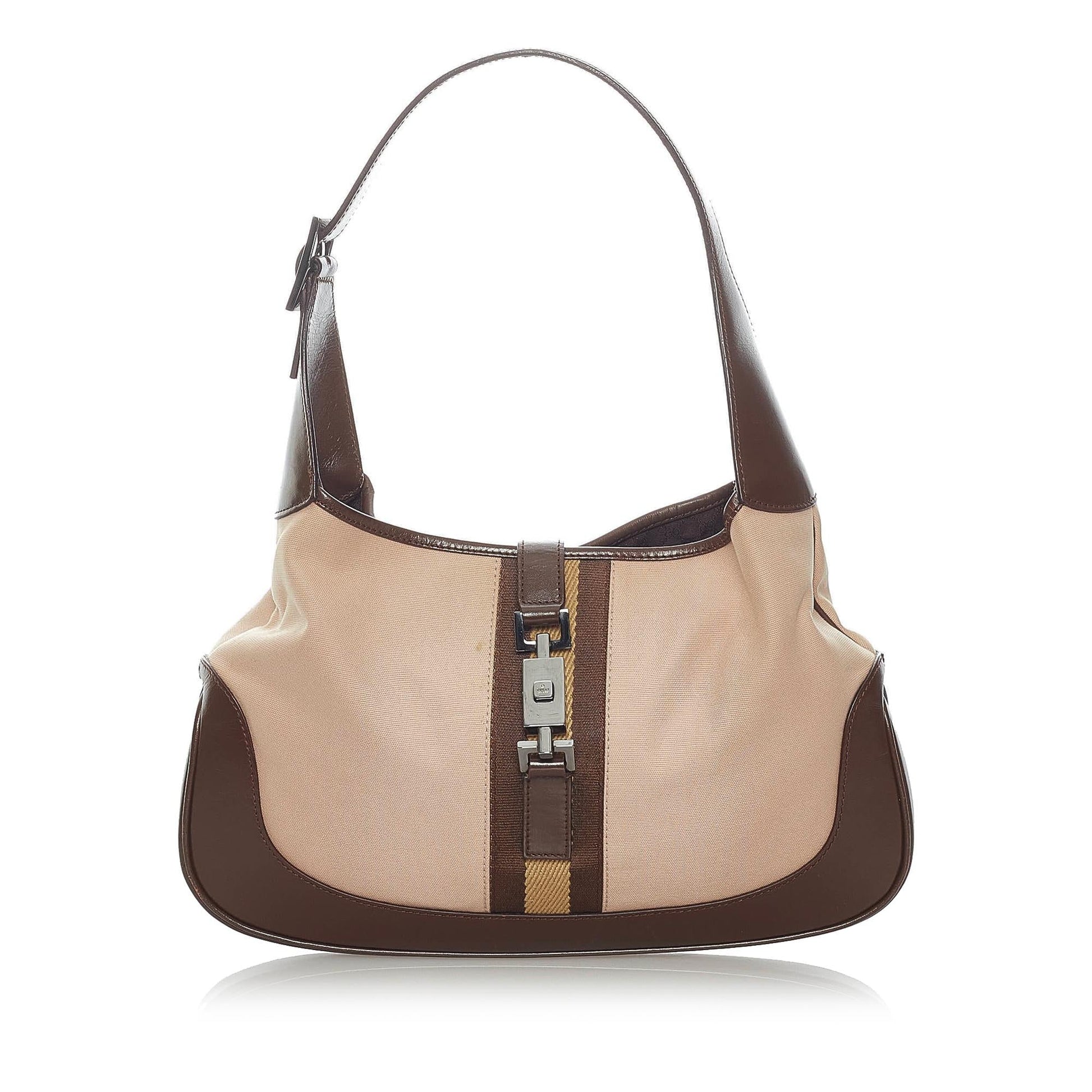 Gucci Web Jackie SHG Canvas Brown Shoulder Bag