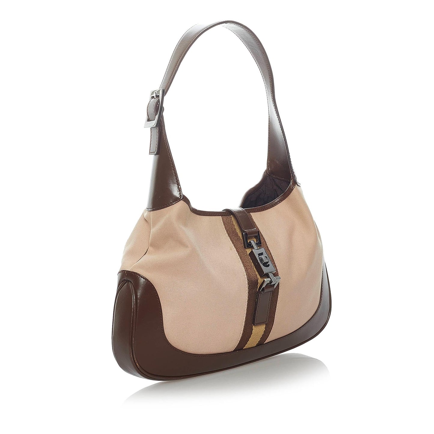 Gucci Web Jackie SHG Canvas Brown Shoulder Bag