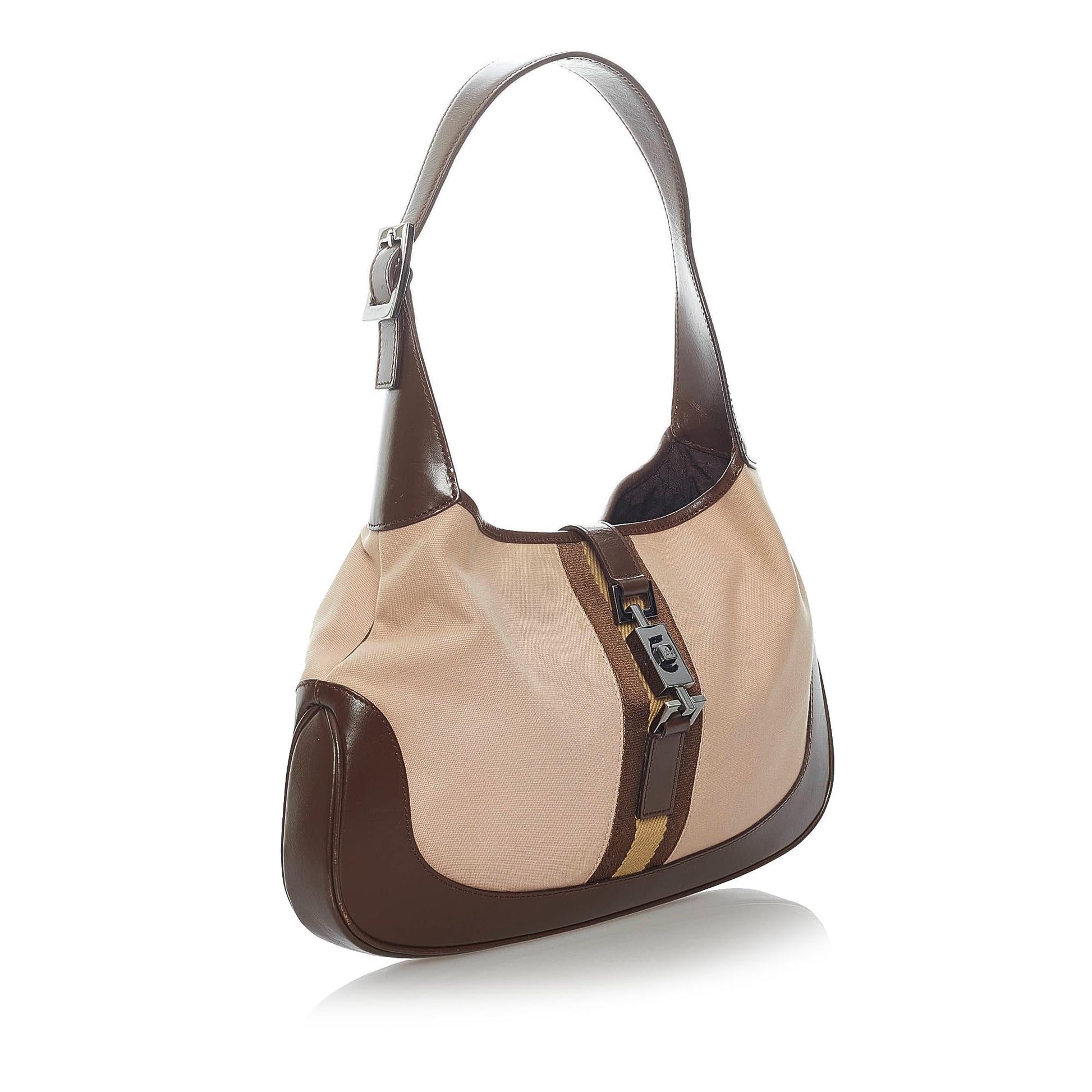 Gucci Web Jackie SHG Canvas Brown Shoulder Bag