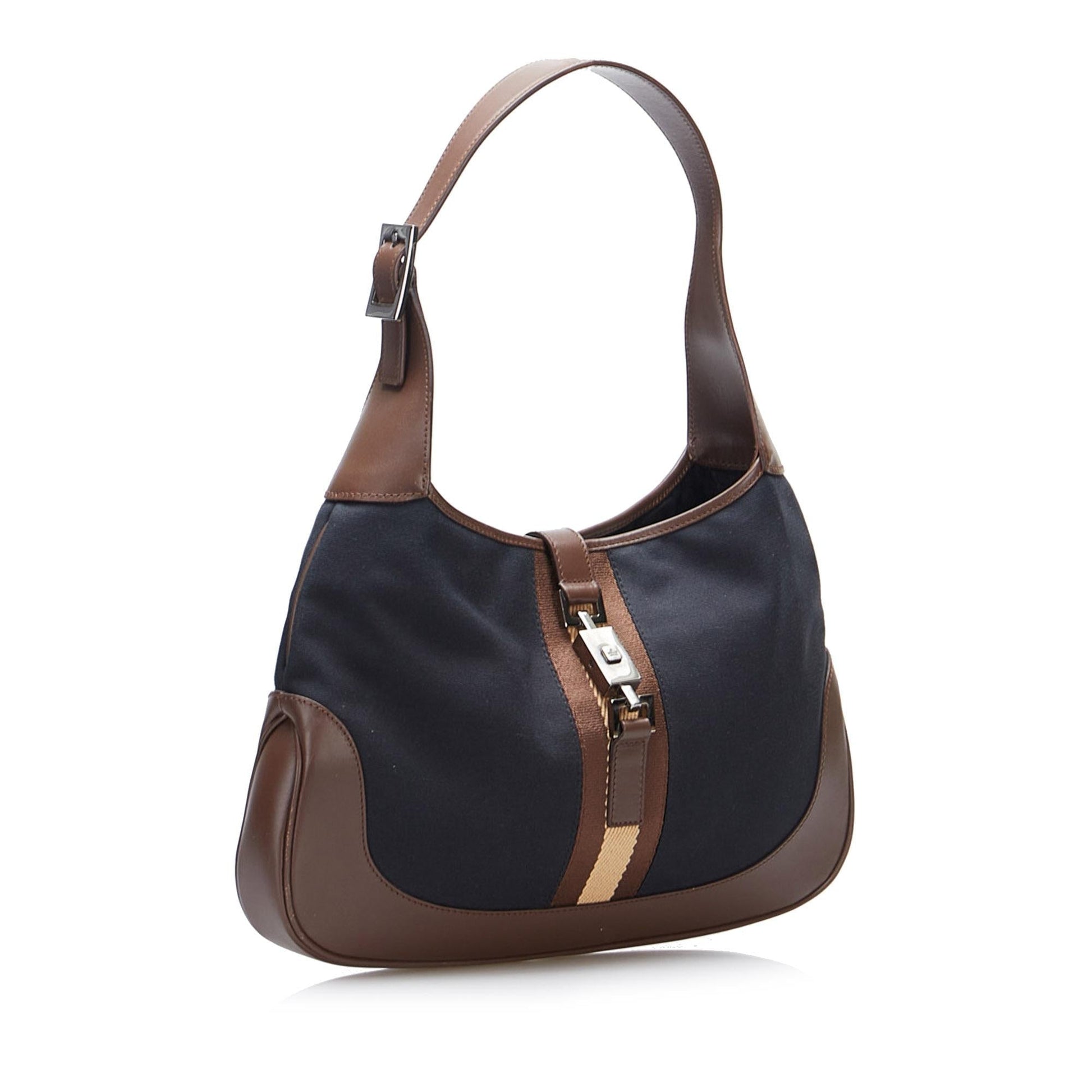 Gucci Web Jackie SHG-DiQ6ib Canvas Black Shoulder Bag