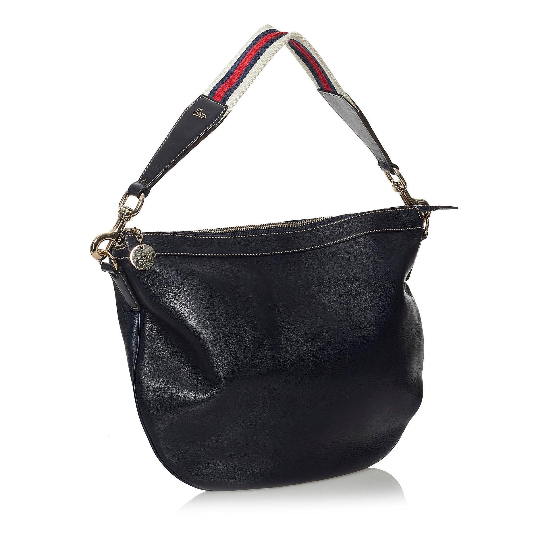 Gucci Web SHG Leather Calf Black Shoulder Bag Bag Shg