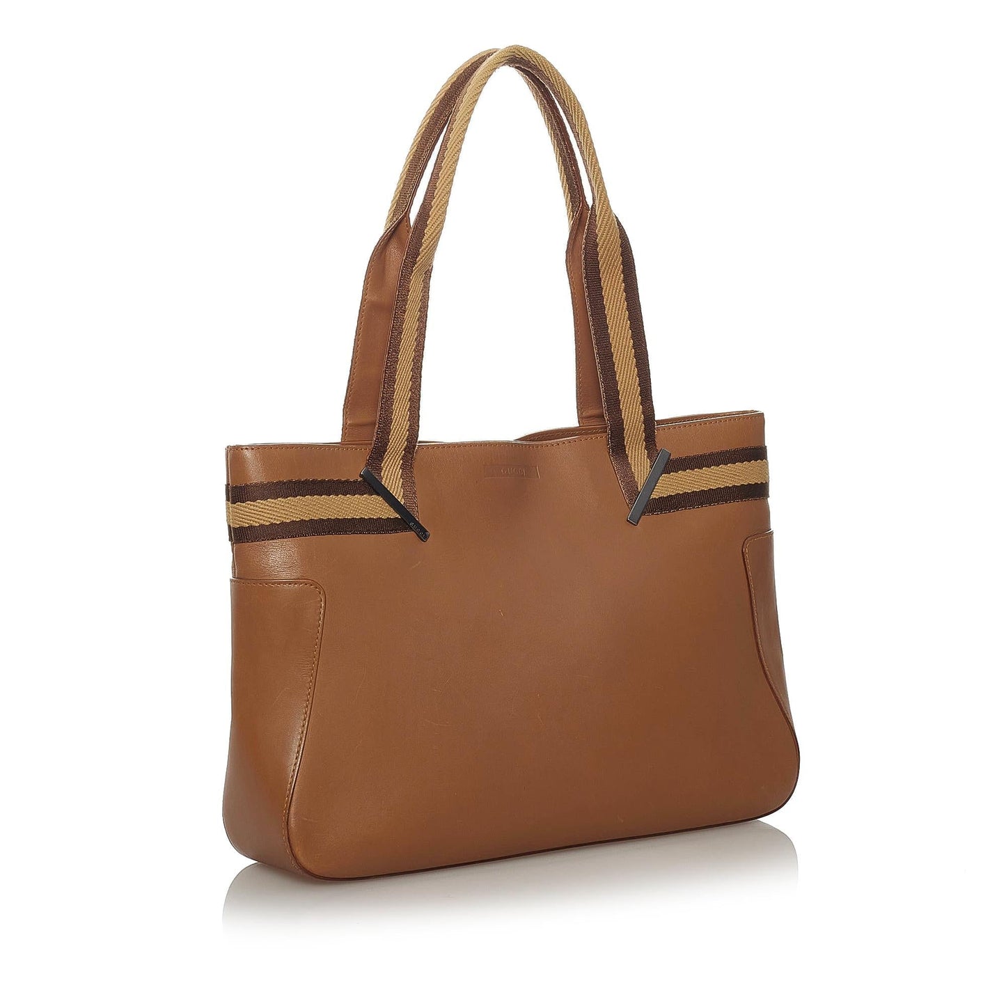 Gucci Web SHG Leather Calf Brown Tote Bag Bag Shg