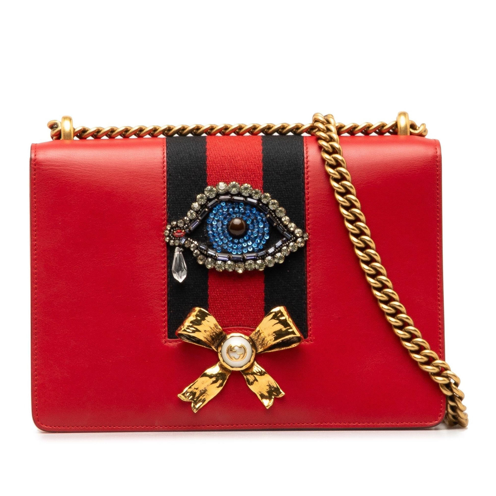 Gucci Web Peony SHG-SqJUEA Calf Red Shoulder Bag