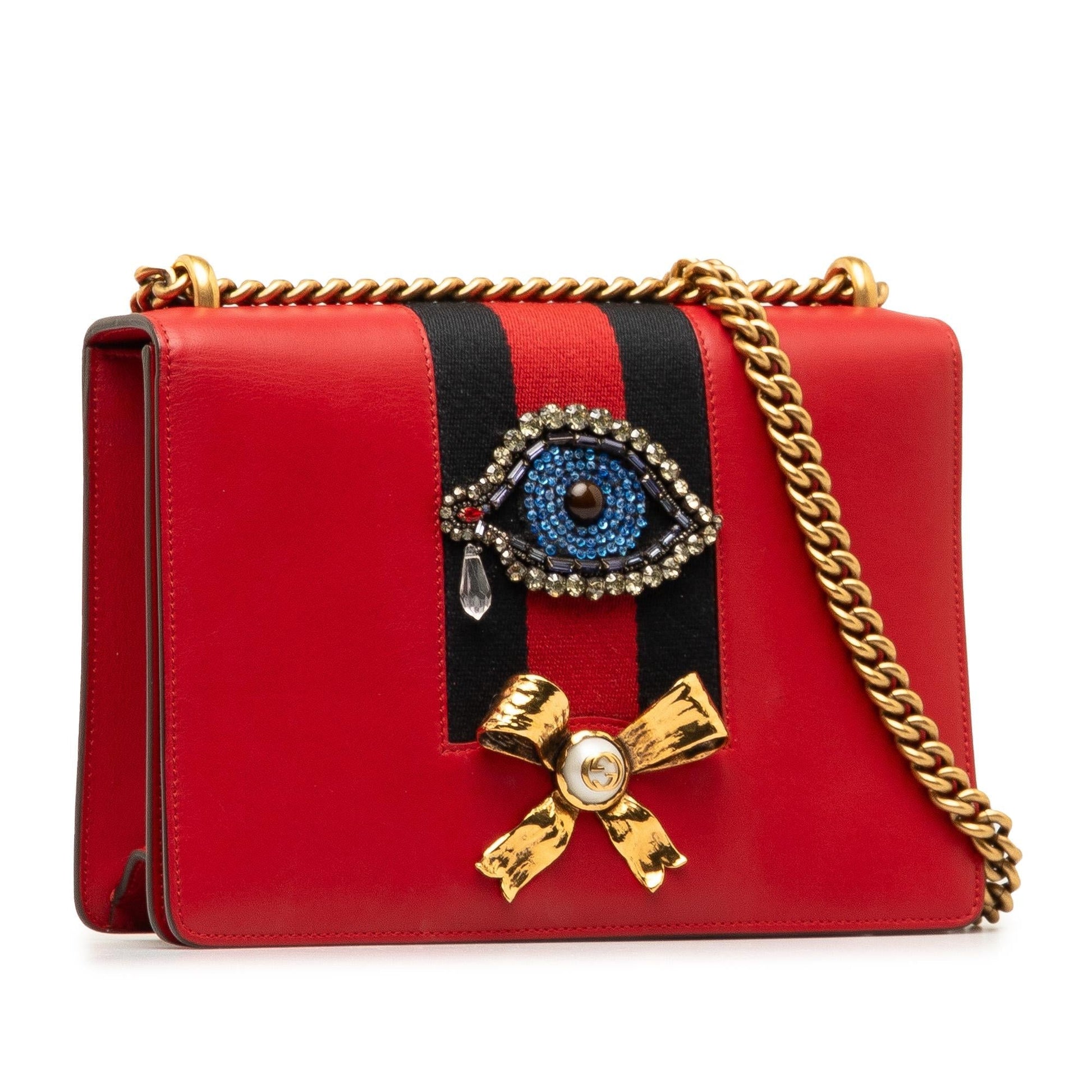 Gucci Web Peony SHG-SqJUEA Calf Red Shoulder Bag