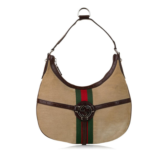 Gucci Web Reins SHG Canvas Calf Brown Shoulder Bag 3