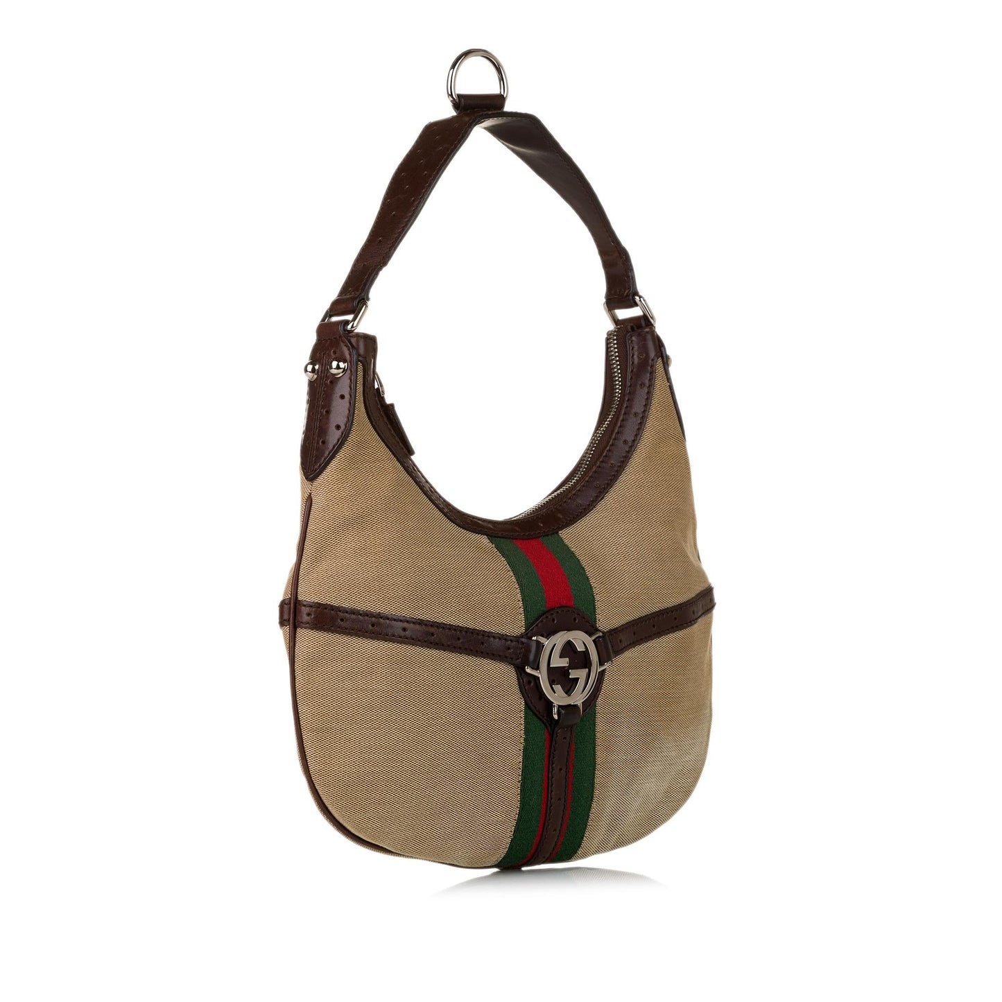 Gucci Web Reins SHG Canvas Calf Brown Shoulder Bag 3