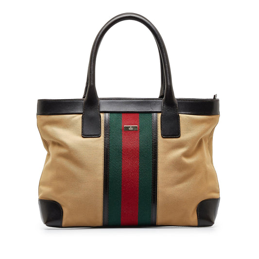 Gucci Web SHG-PfOqI7 Canvas Brown Tote Bag