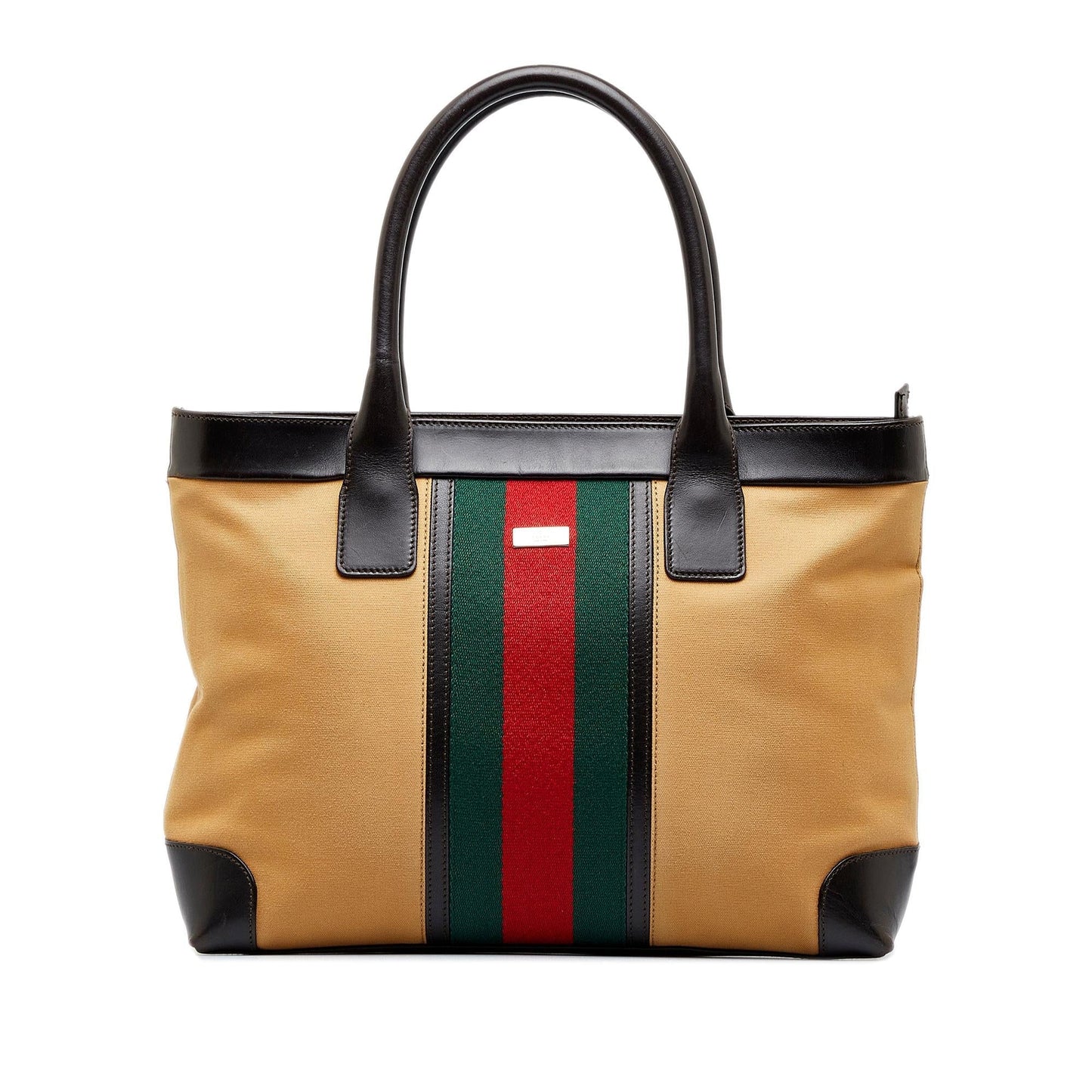 Gucci Web SHG-oP5WXA Canvas Calf Brown Tote Bag