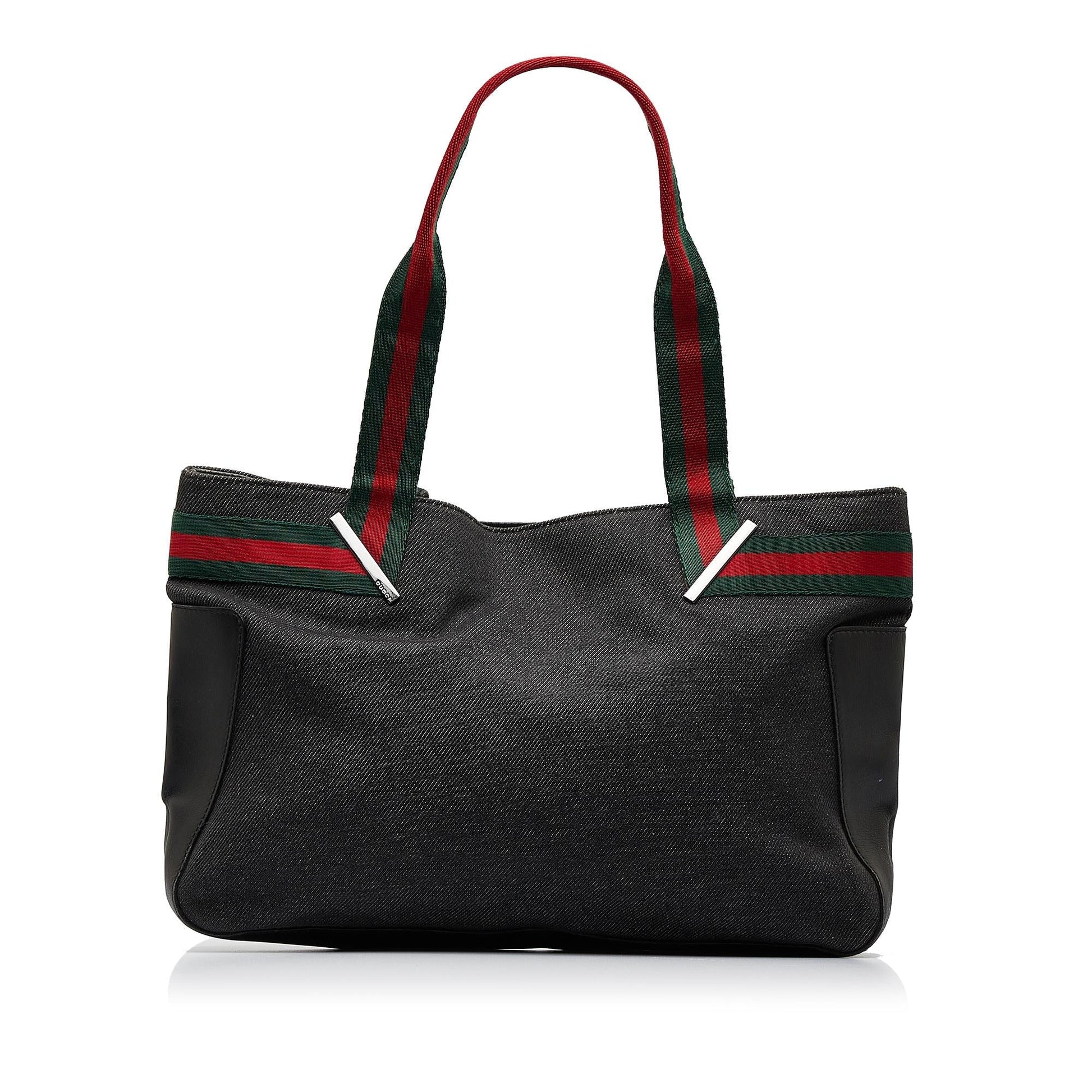 Gucci Web SHG-hIkYdf Denim Black Tote Bag
