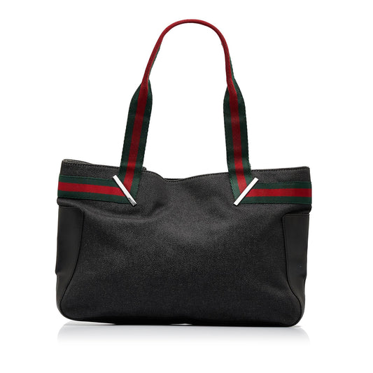 Gucci Web SHG-hIkYdf Denim Black Tote Bag