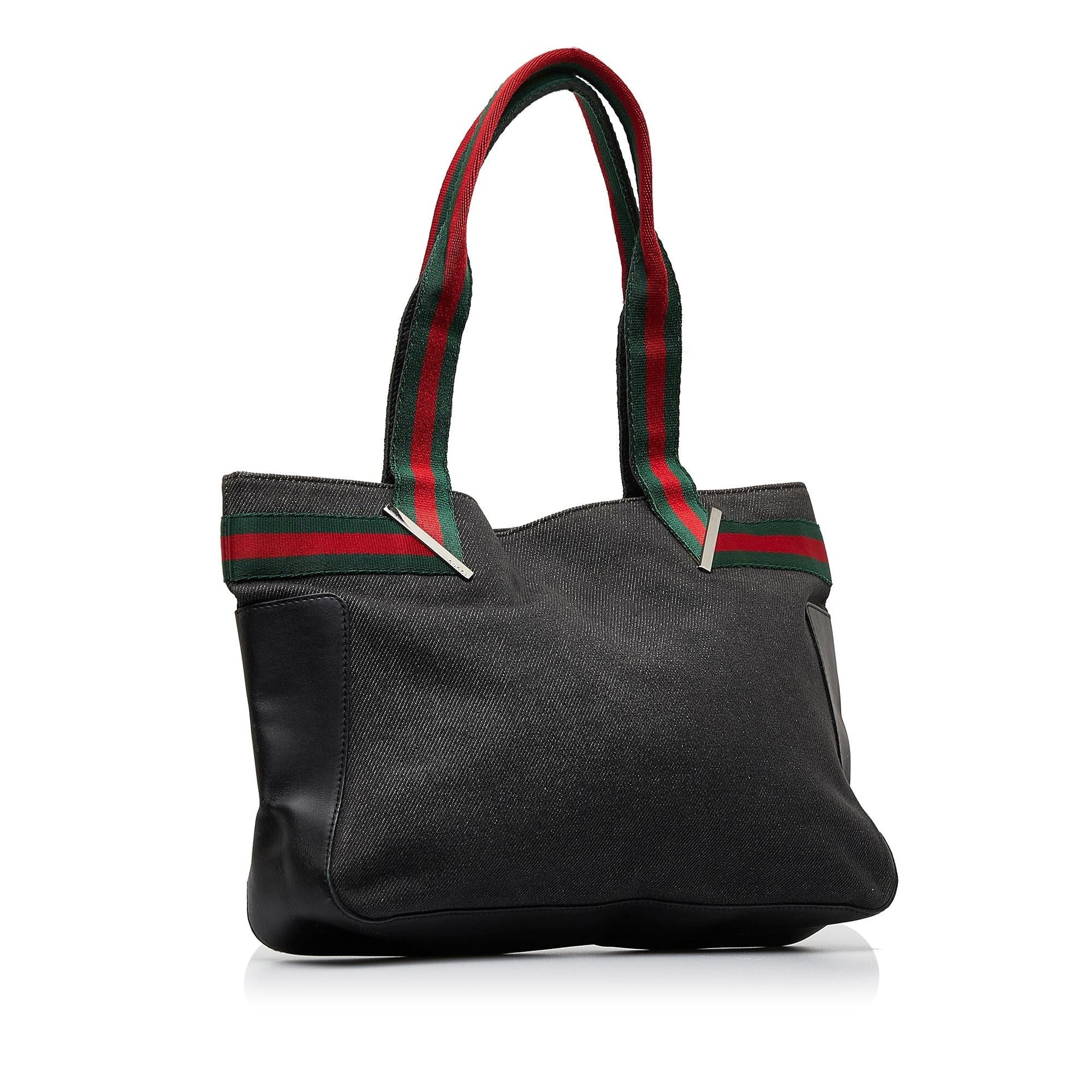 Gucci Web SHG-hIkYdf Denim Black Tote Bag