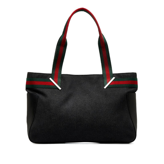 Gucci Web SHG-dKZexe Denim Black Tote Bag