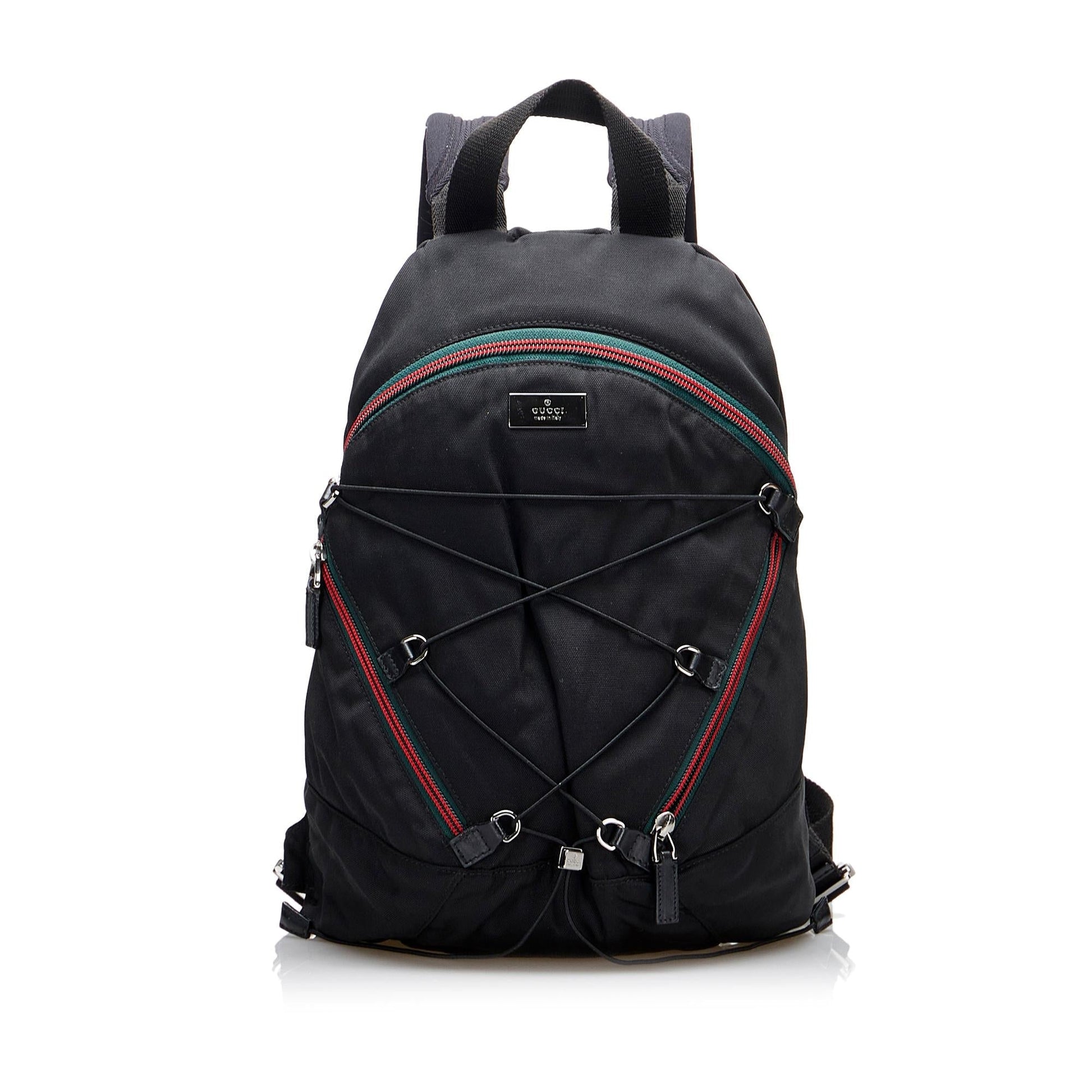 Gucci Web Zipper Line Backpack SHG-jjq8zD Nylon Black