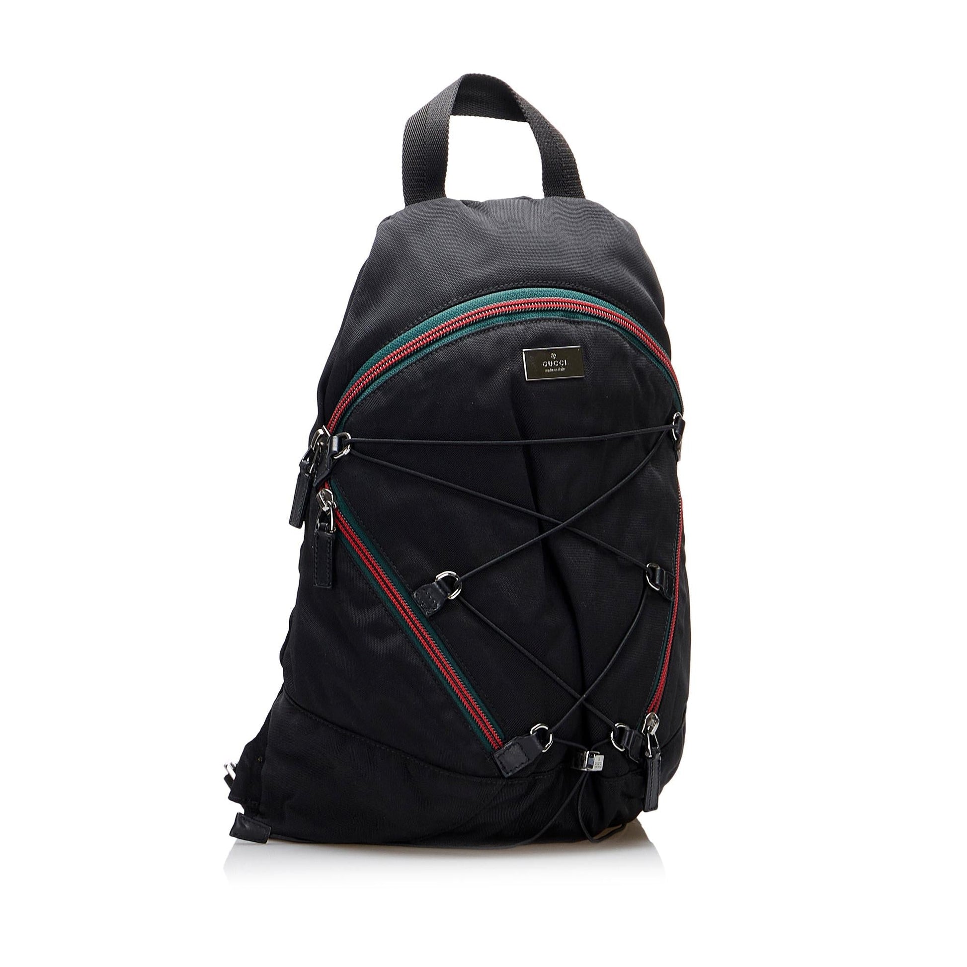 Gucci Web Zipper Line Backpack SHG-jjq8zD Nylon Black