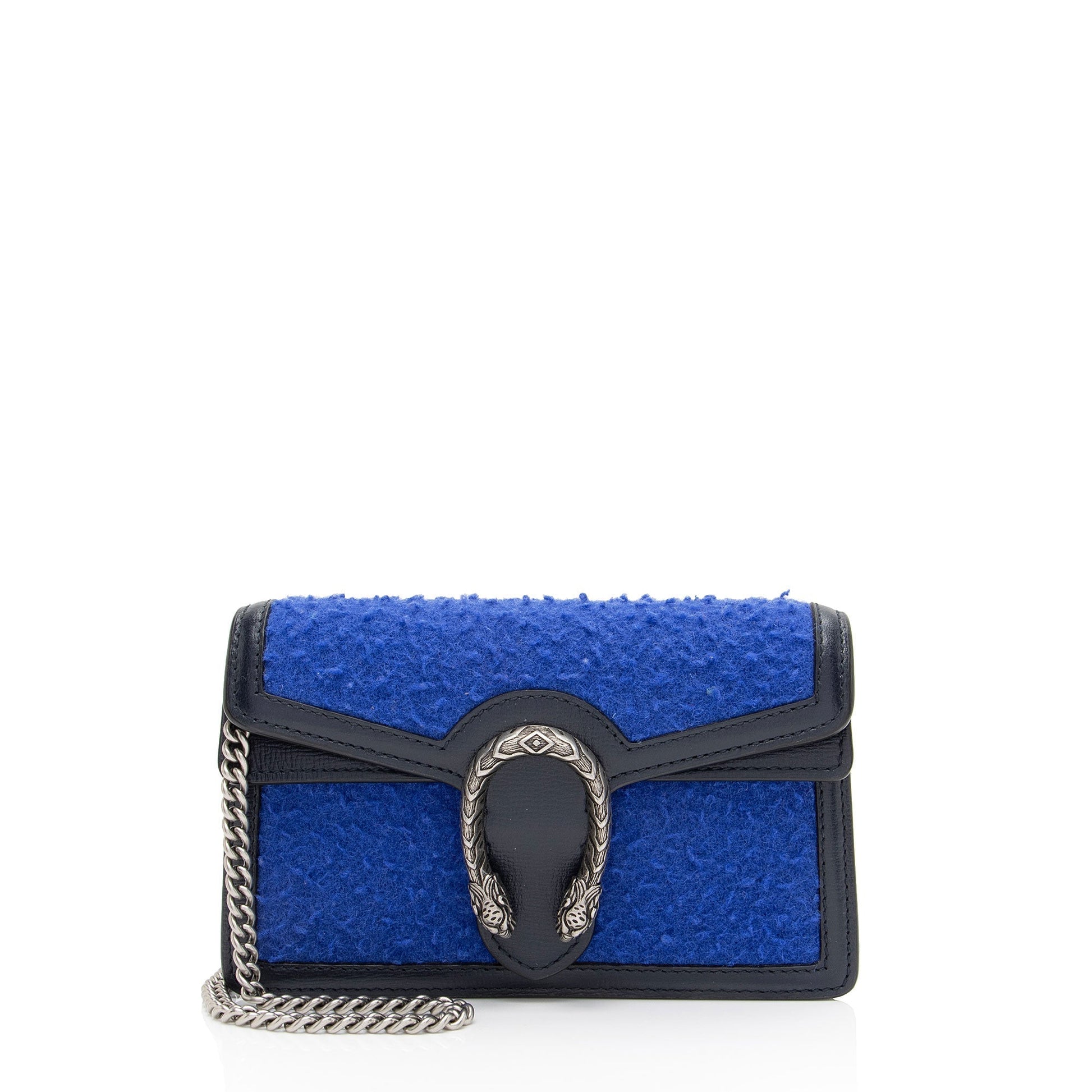 Gucci Wool Dionysus Super SHF-Ujea1H Leather Black Blue Mini Crossbody Bag