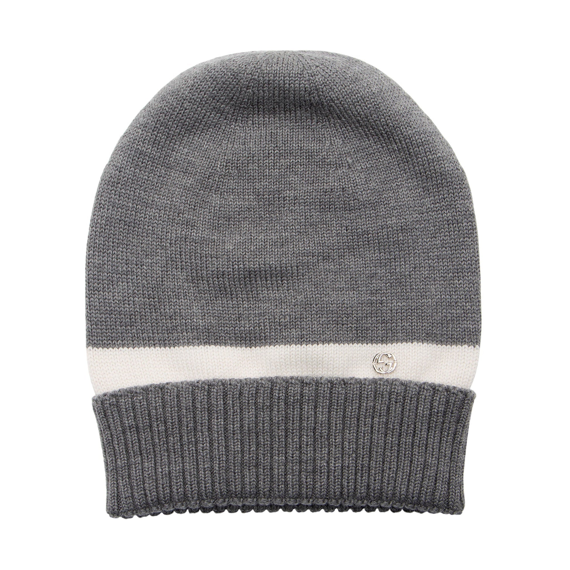 Gucci Wool Interlocking G Beanie - White Grey Handbag