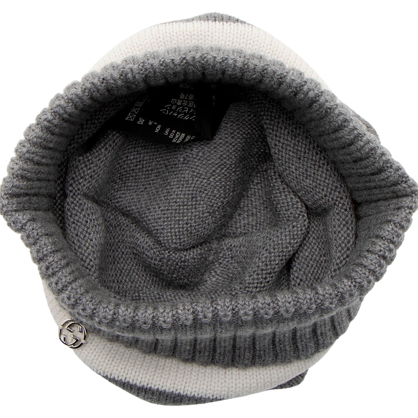 Gucci Wool Interlocking G Beanie - White Grey Handbag