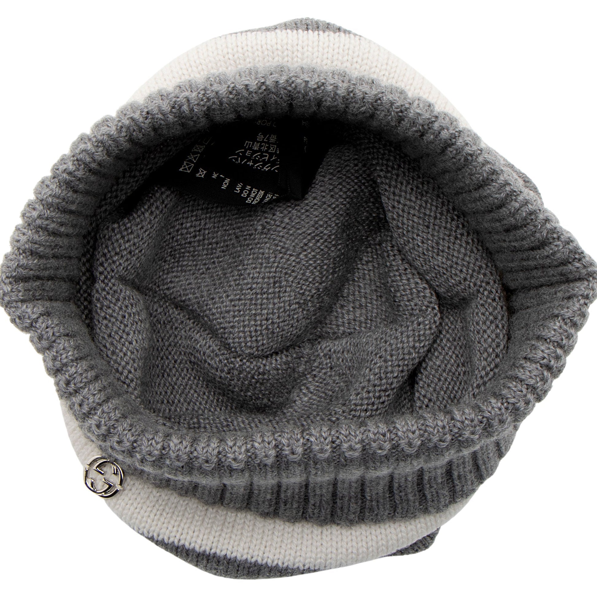 Gucci Wool Interlocking G Beanie - White Grey Handbag
