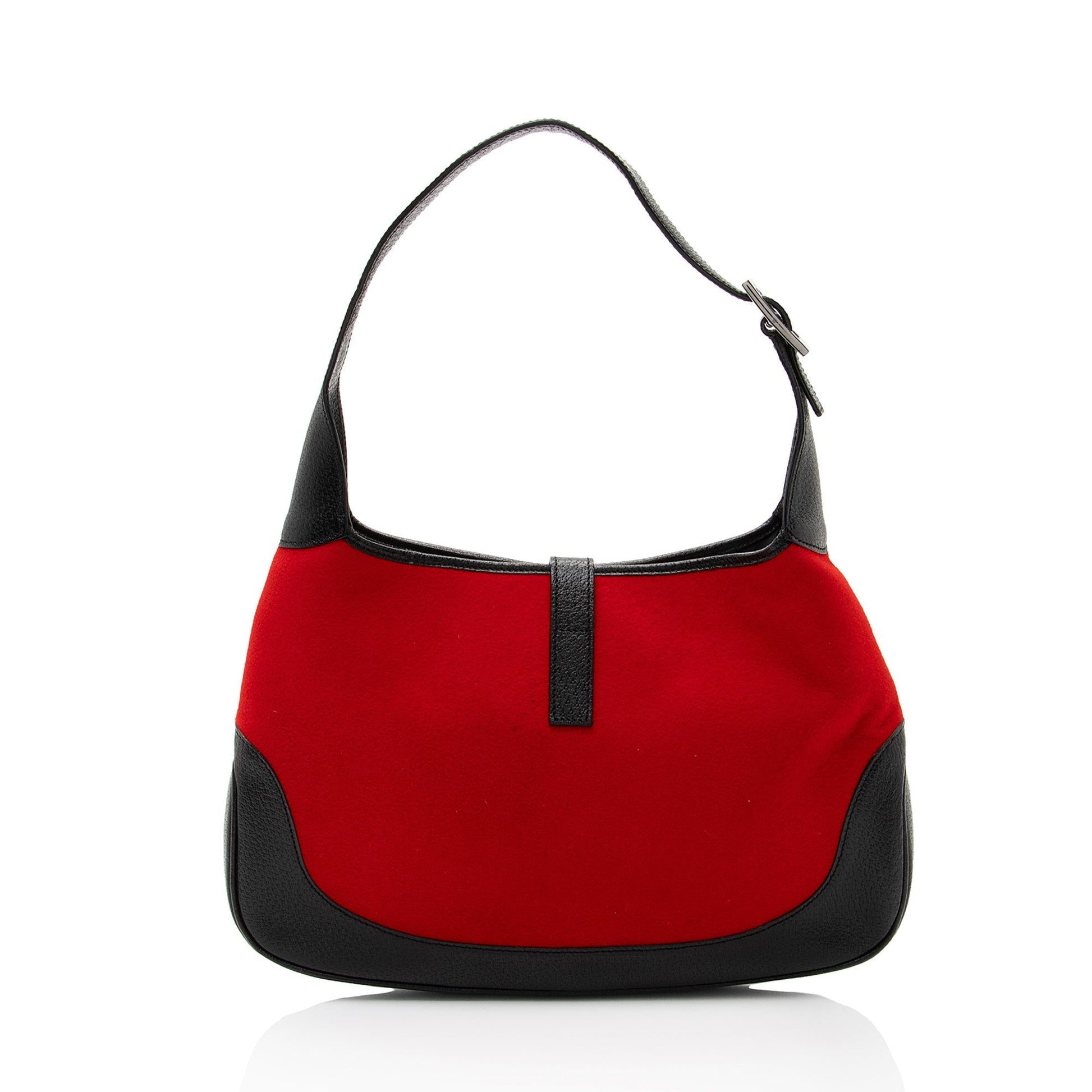Gucci Wool Jackie Leather Black Red Shoulder Bag