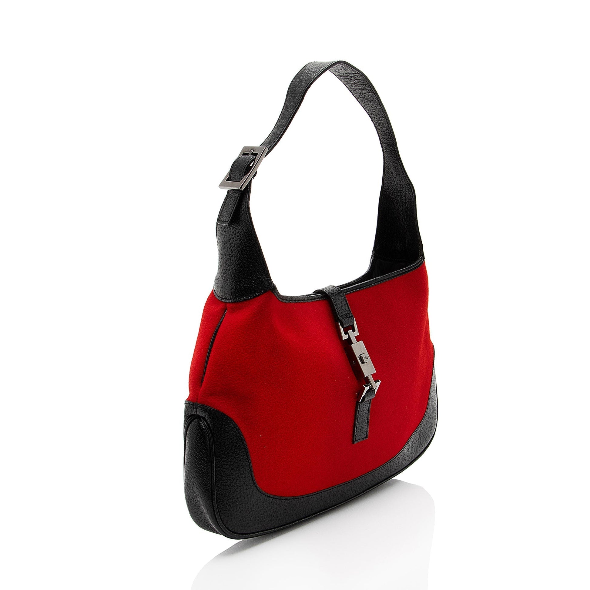 Gucci Wool Jackie Leather Black Red Shoulder Bag