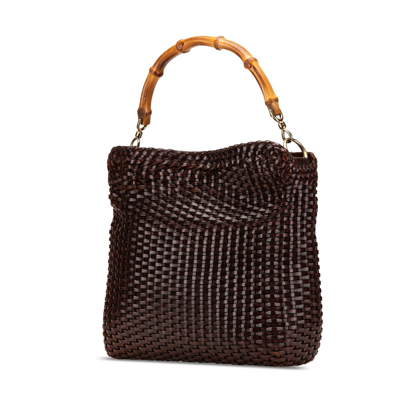 Gucci Bamboo Woven Leather Calf Brown Satchel Bag