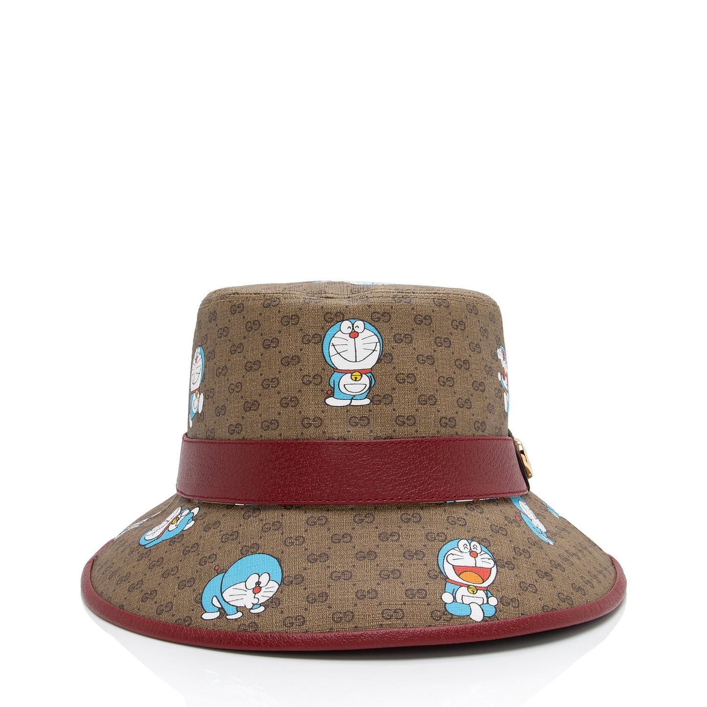 Gucci X Doraemon Micro GG Bucket Leather Canvas Brown Red Bucket Bag