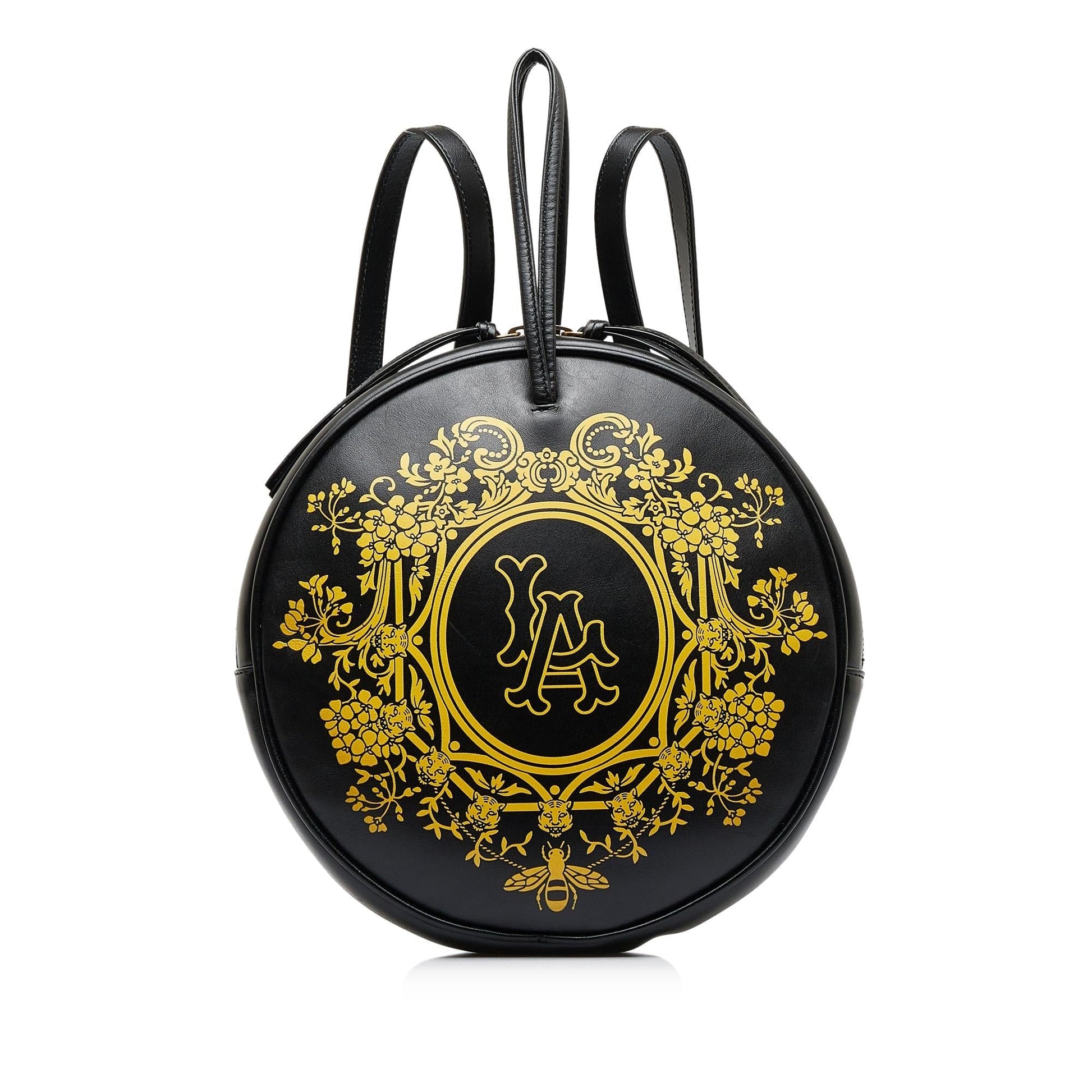 Gucci X MLB LA Angels Round Calf Black Backpack