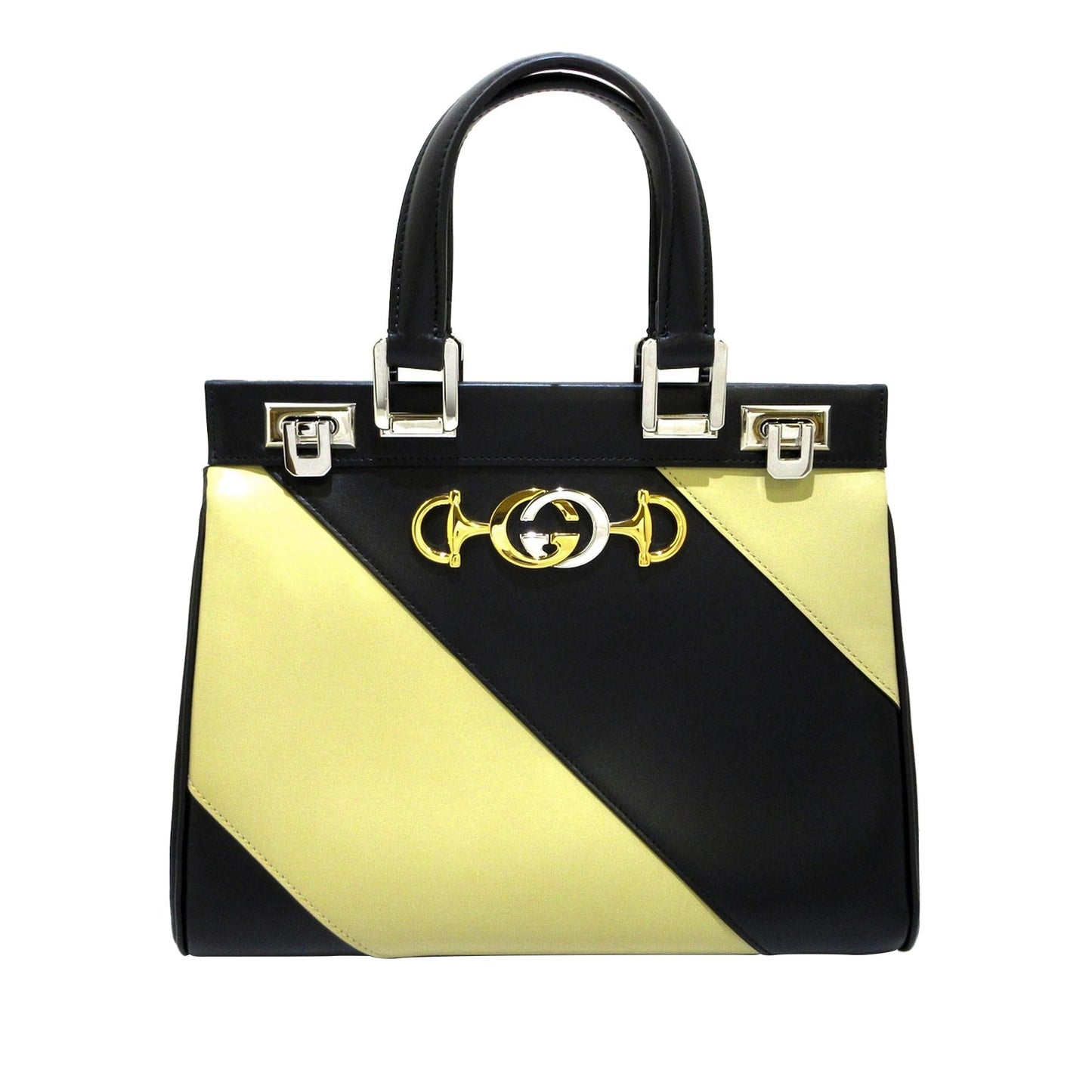 Gucci Zumi SHG Leather Calf Black Brown Satchel Bag