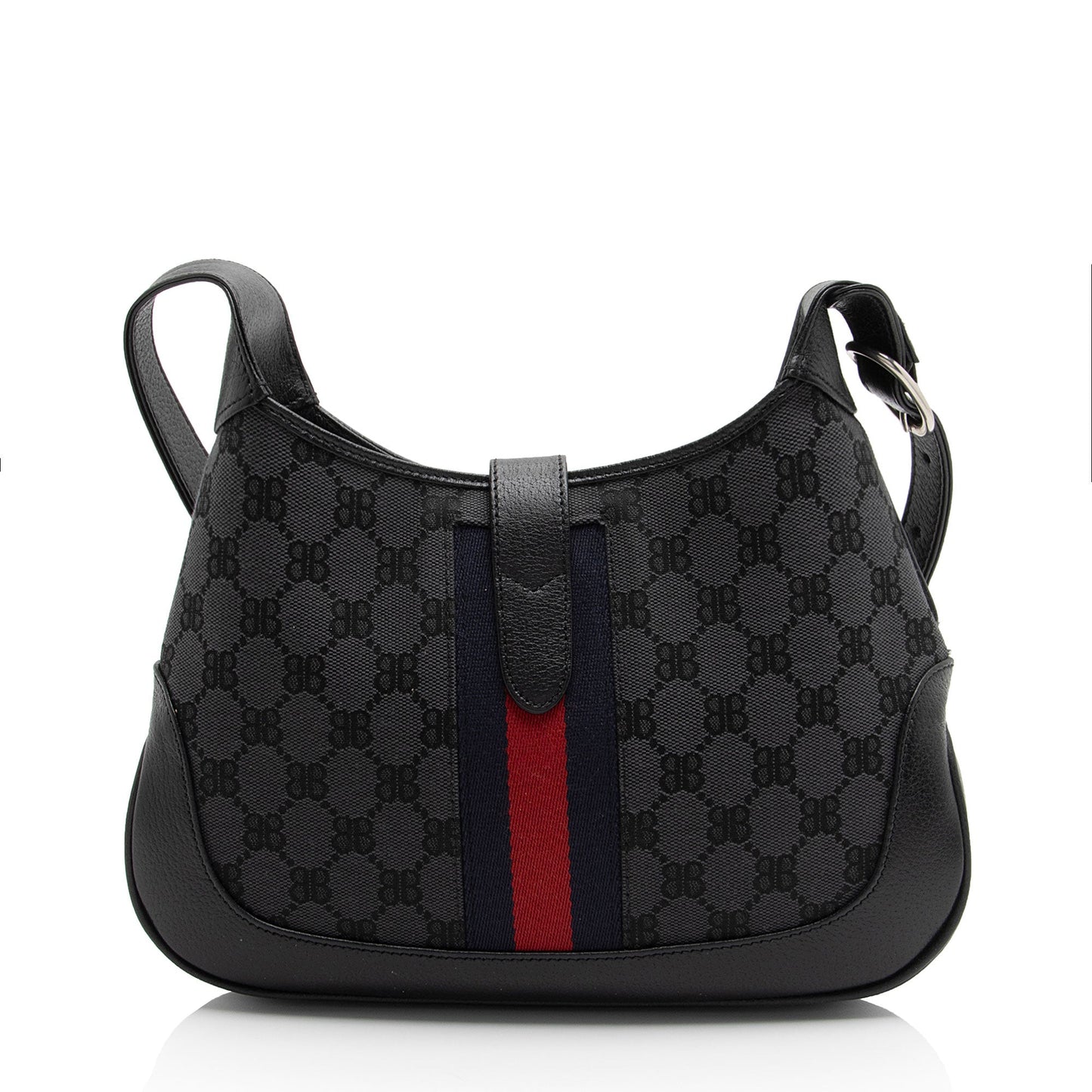 Gucci x Balenciaga BB Supreme Hacker Leather Canvas Black Small Crossbody Bag