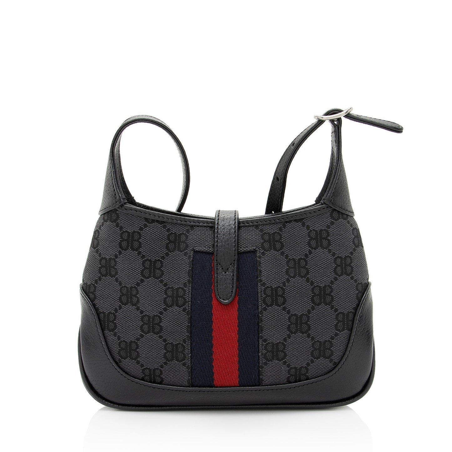 Gucci x Balenciaga BB Supreme Hacker Leather Canvas Black Grey Crossbody Bag