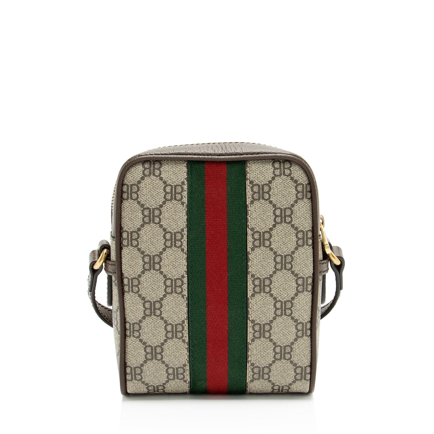Gucci x Balenciaga BB Supreme Hacker Leather Canvas Nylon Brown Shoulder Bag