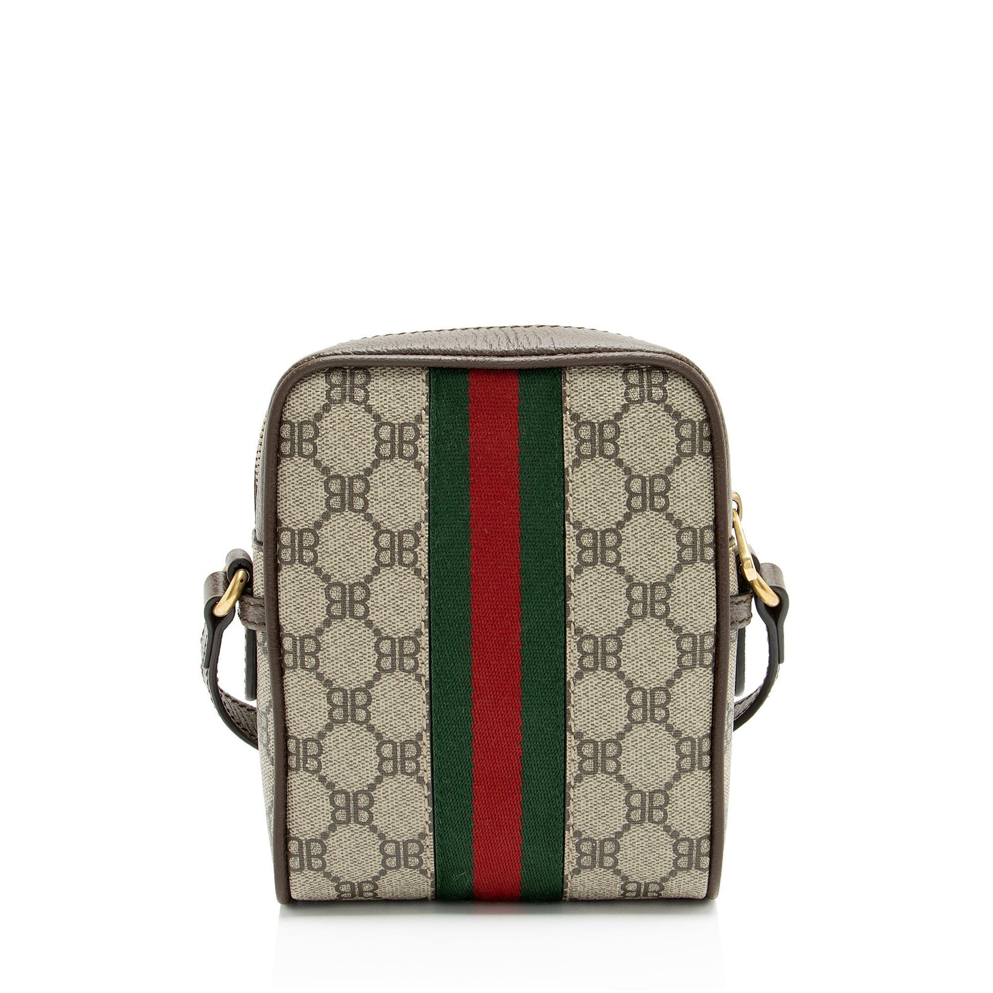 Gucci x Balenciaga BB Supreme Hacker Leather Canvas Nylon Brown Shoulder Bag