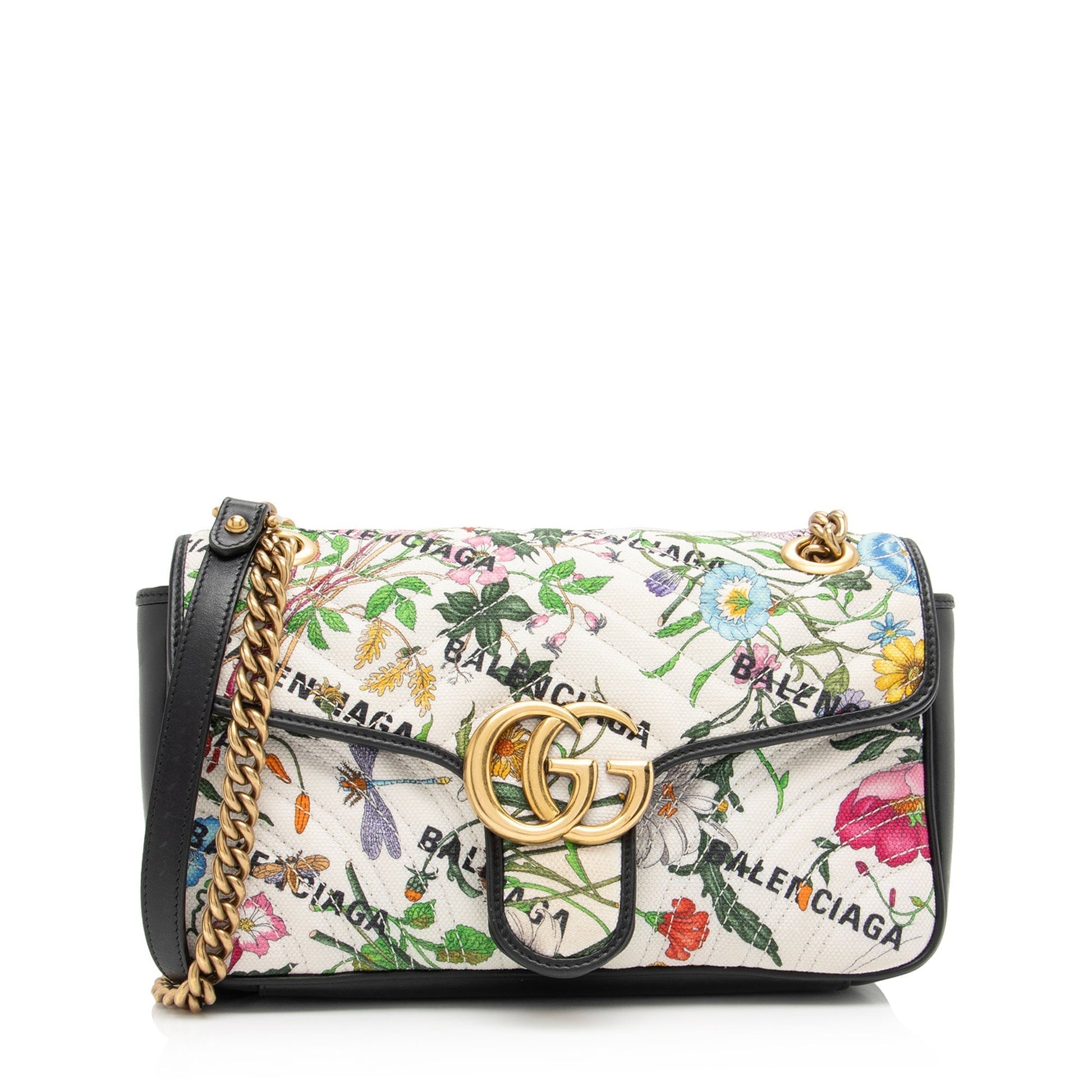 Gucci x Luxury Balenciaga Trending Flora Canvas Small Flap Marmont Shoulder Bag