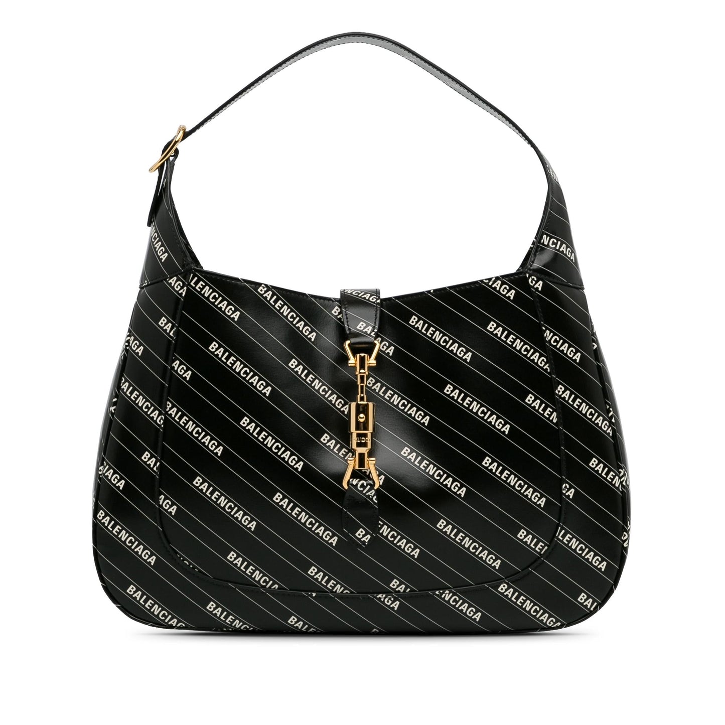 Gucci x Balenciaga Hacker Project Jackie Calf Black Medium Satchel Bag