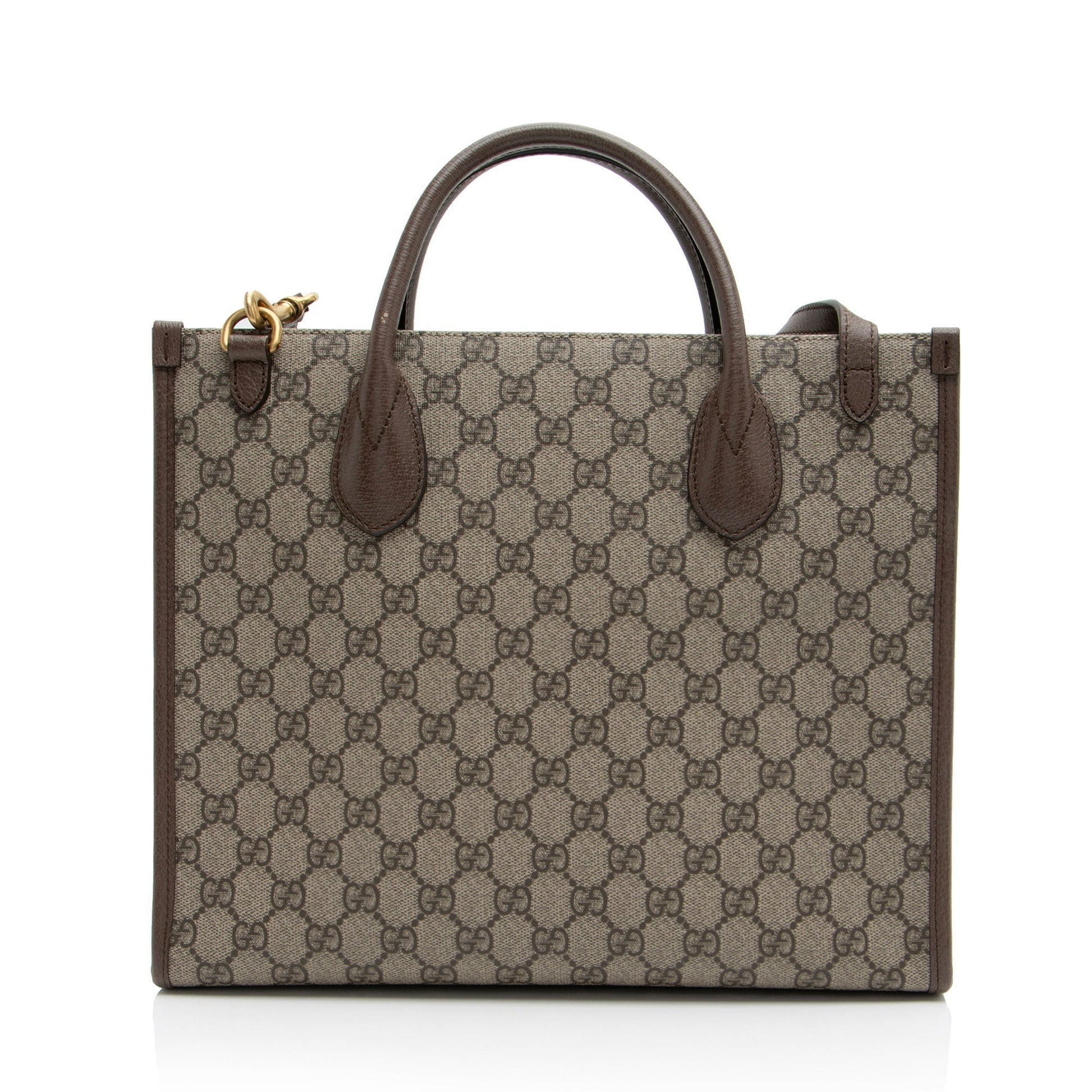 Gucci x Disney GG Supreme Donald Leather Canvas Brown Medium Tote Bag