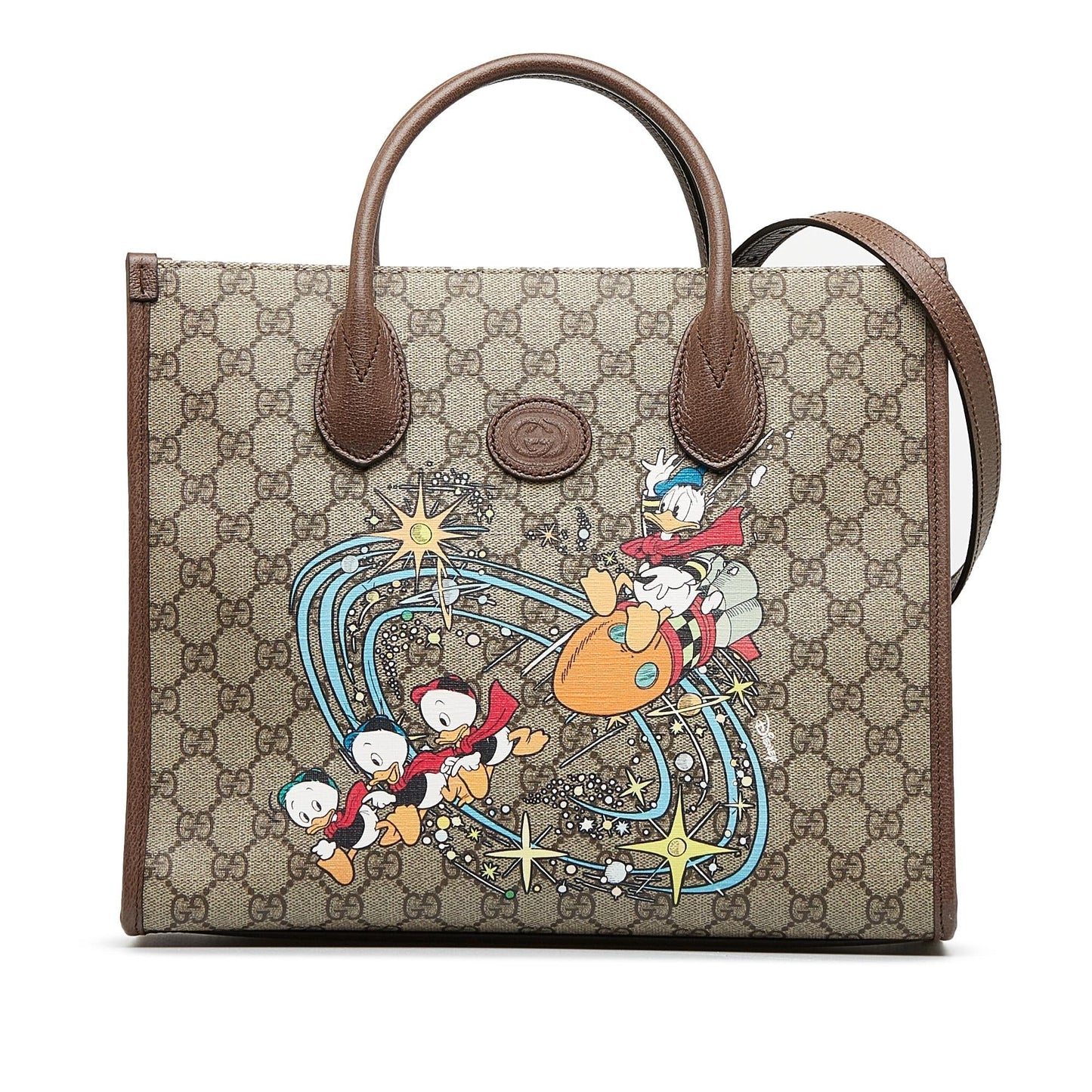 Gucci x Disney GG Supreme Donald Canvas Brown Tote Bag