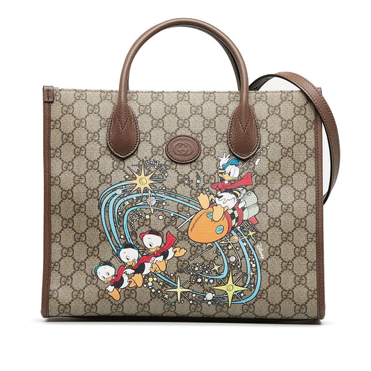 Gucci x Disney GG Supreme Donald Canvas Brown Tote Bag