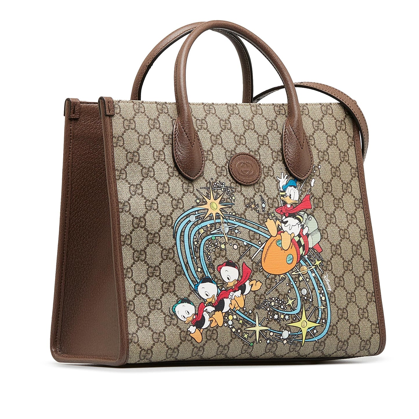 Gucci x Disney GG Supreme Donald Canvas Brown Tote Bag