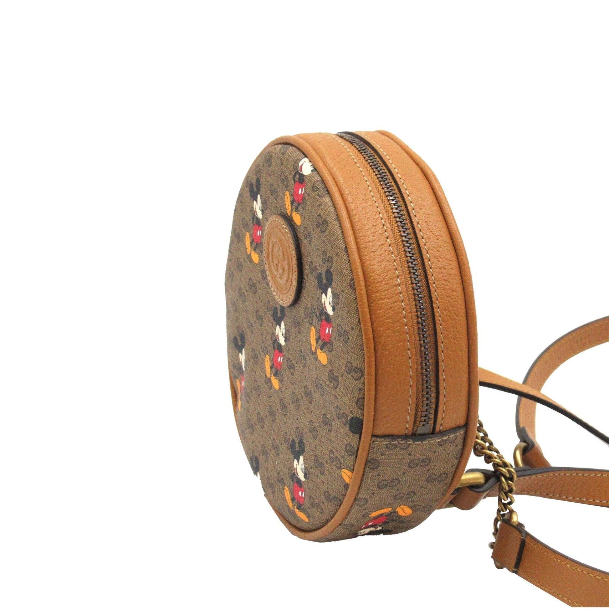 Gucci x Disney Micro GG Round Canvas Calf Brown Backpack