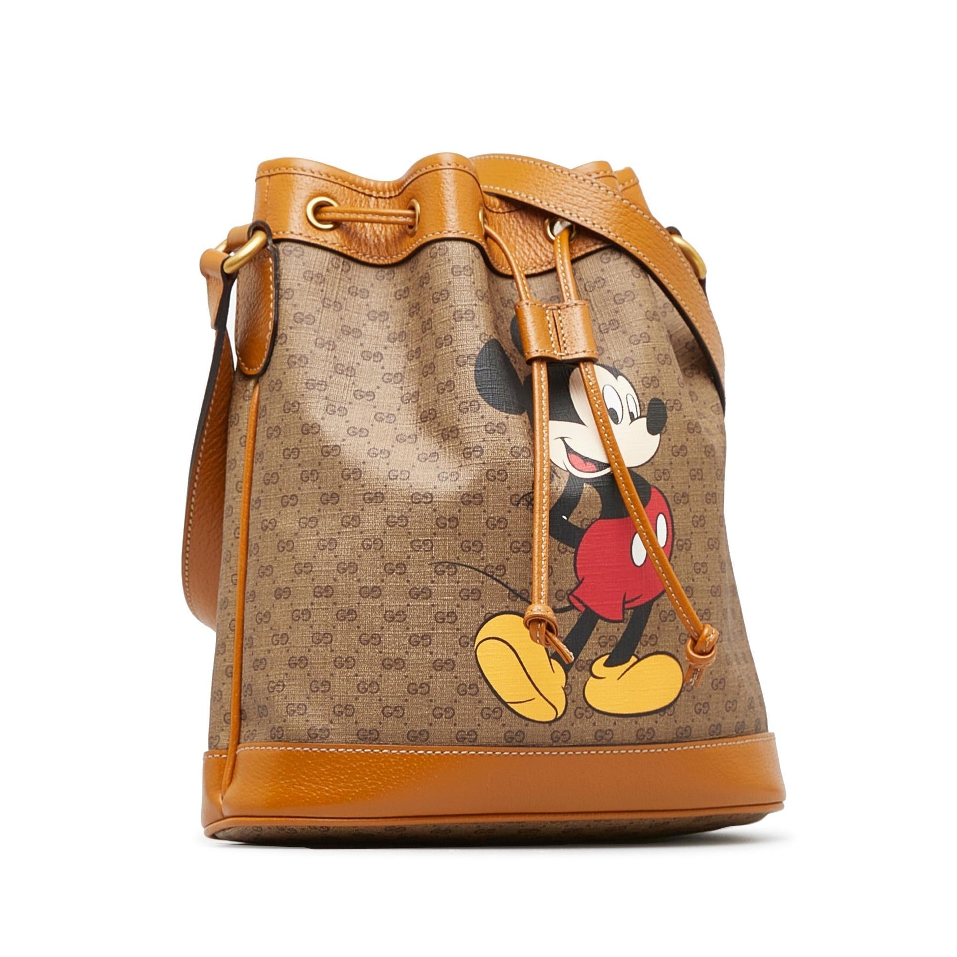 Gucci x Disney GG Supreme SHG-USm5CD Canvas Brown Small Bucket Shoulder Bag