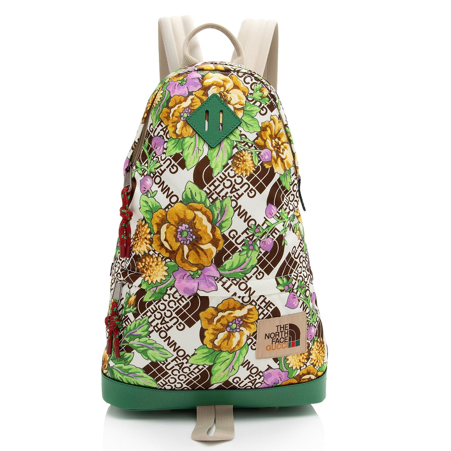 Gucci x North Face Econyl Floral Leather Canvas Nylon Brown Shoulder Bag