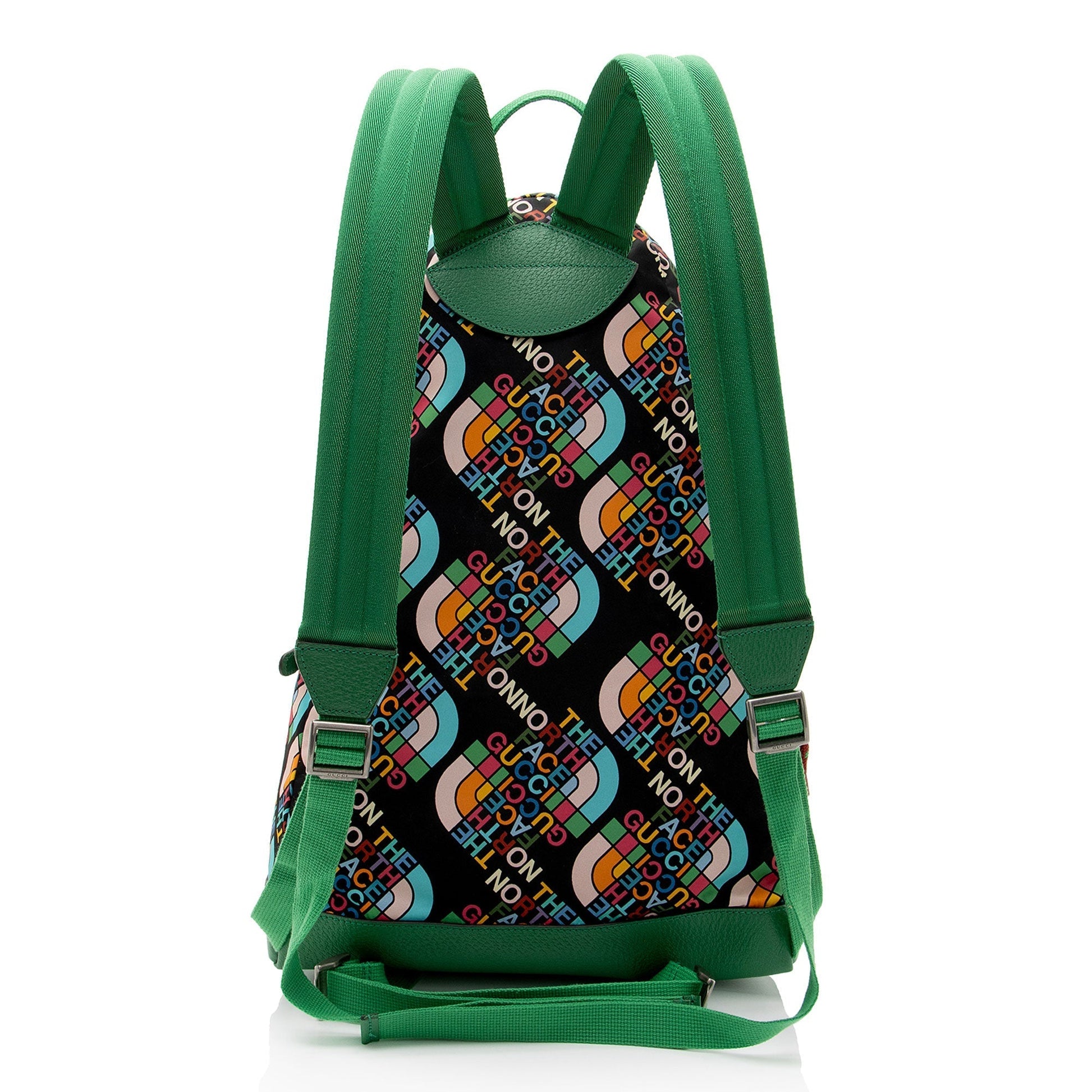 Gucci x North Face Econyl Logo Leather Nylon Black Green Shoulder Bag