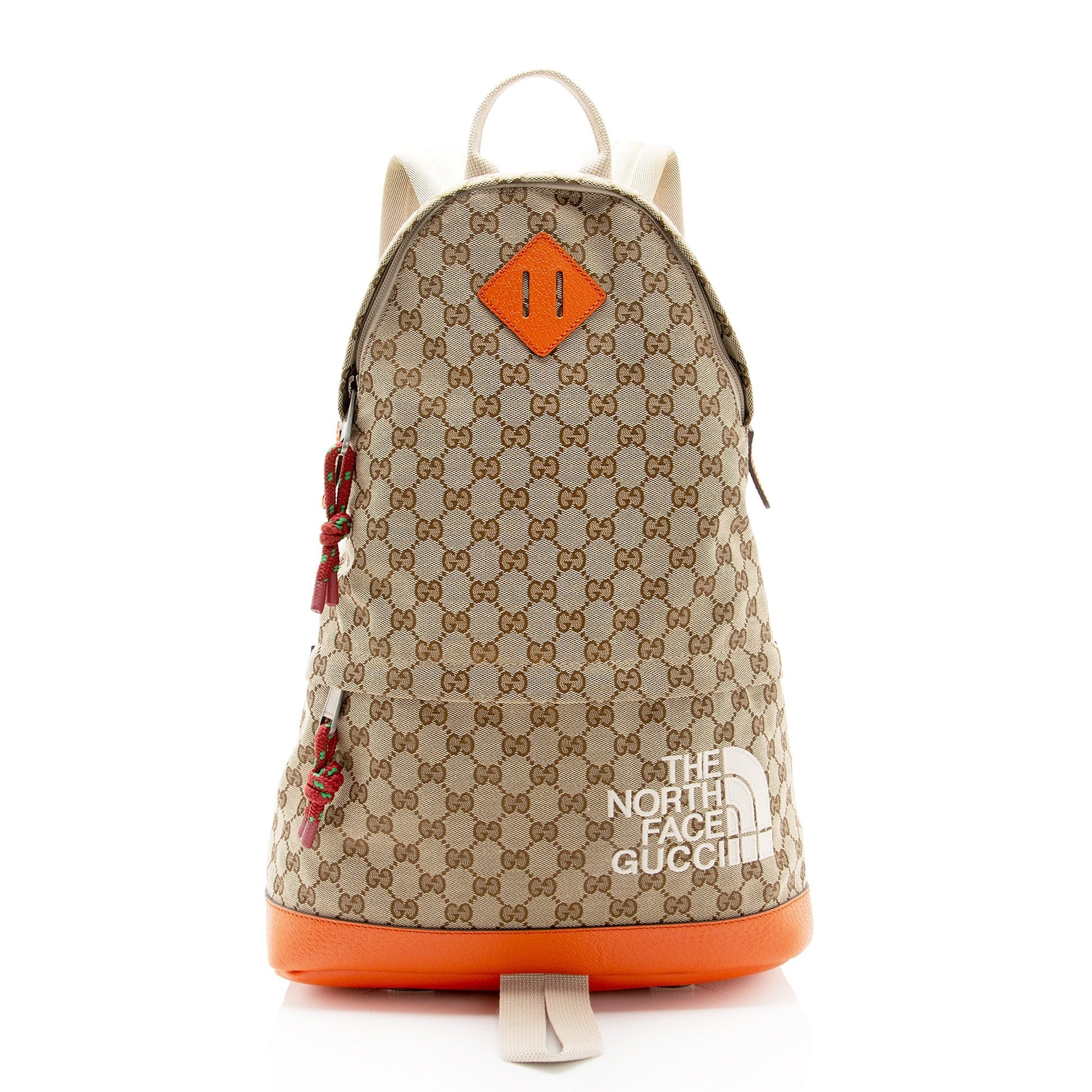 Gucci x North Face GG Backpack Leather Canvas Nylon Beige Shoulder Bag