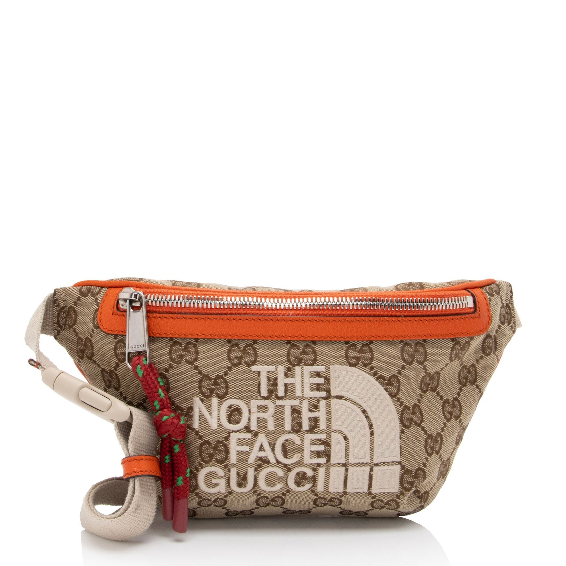 Gucci x North Face GG Belt Leather Canvas Nylon Beige Accessory Shf Tivb7V
