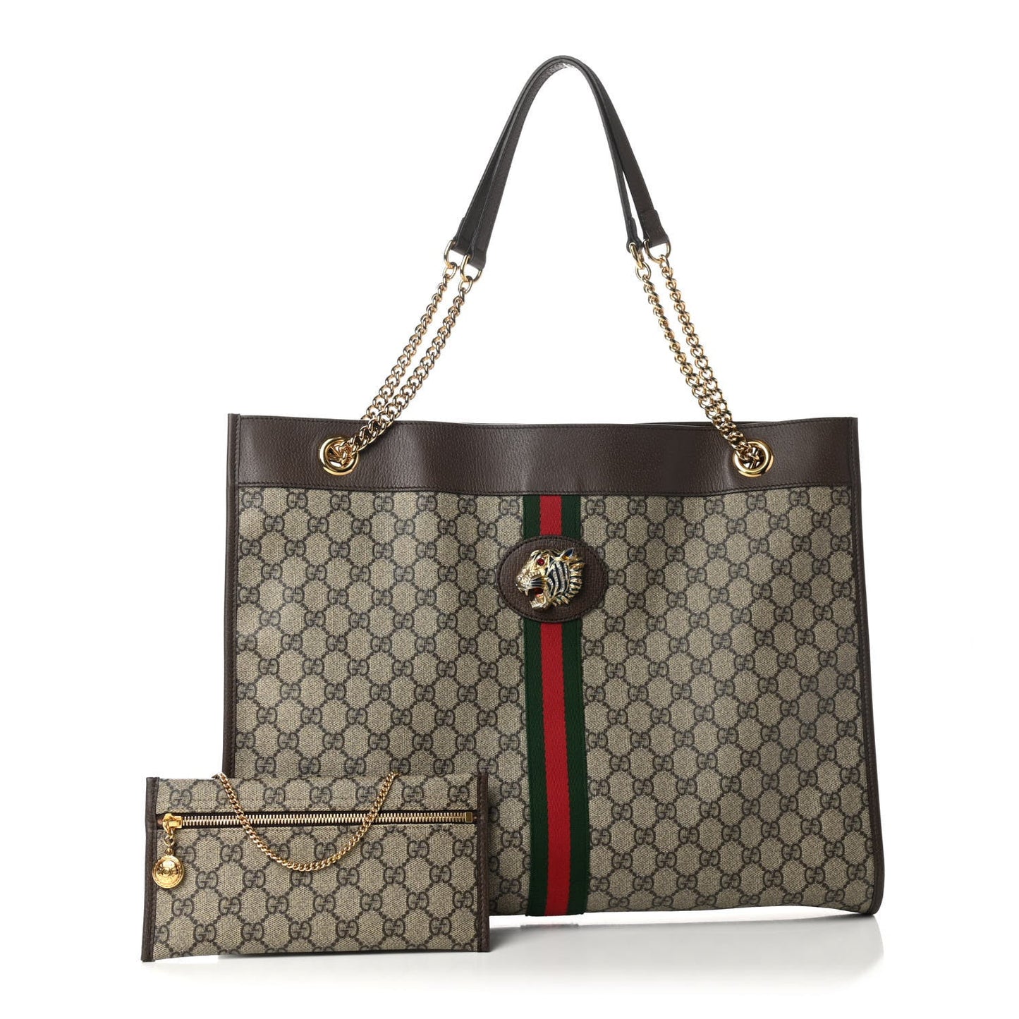 Gucci GG SUPREME RAJAH Monogram Chain Tote Bag