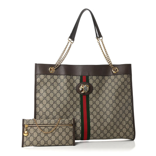 Gucci GG SUPREME RAJAH Monogram Chain Tote Bag