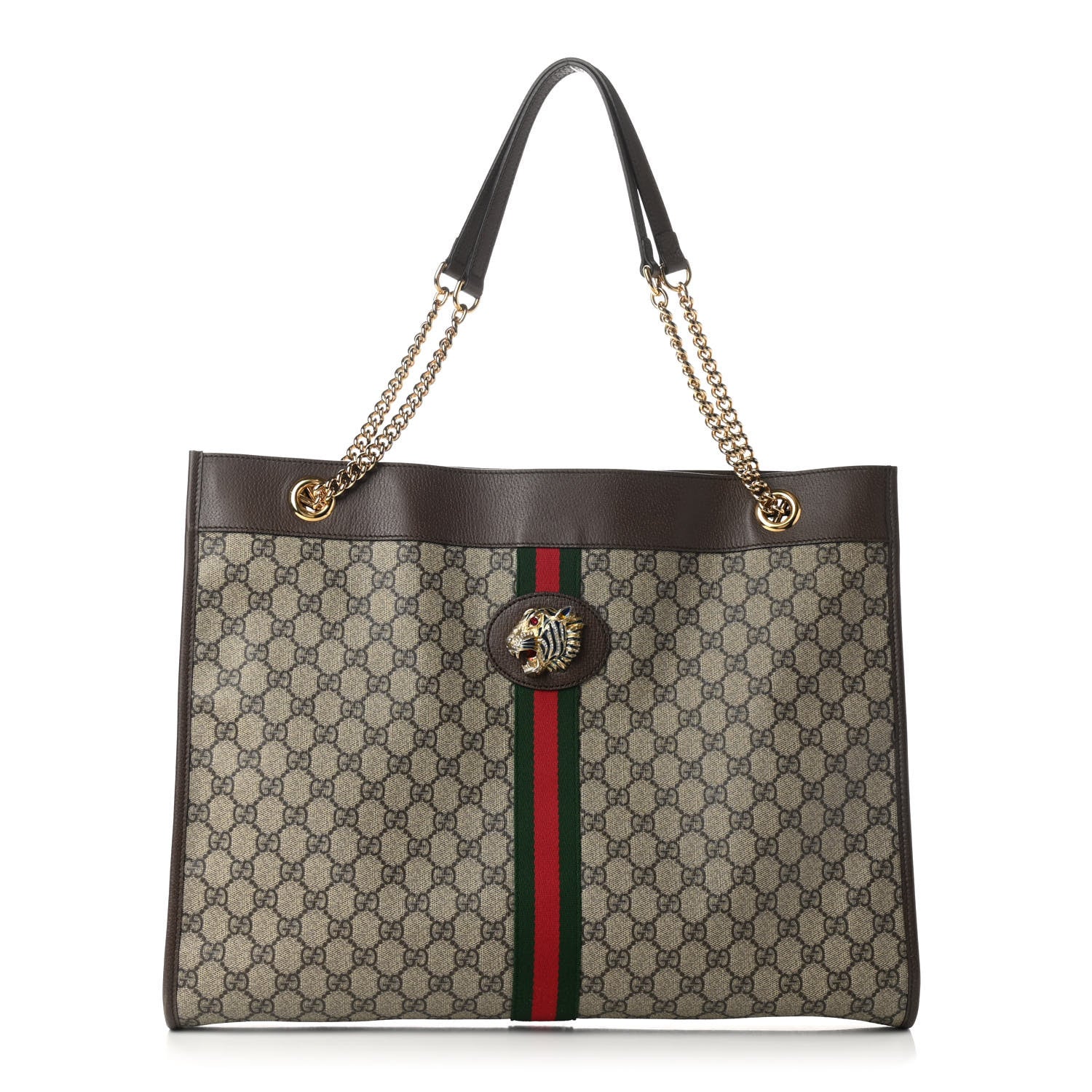 Gucci GG SUPREME RAJAH Monogram Chain Tote Bag